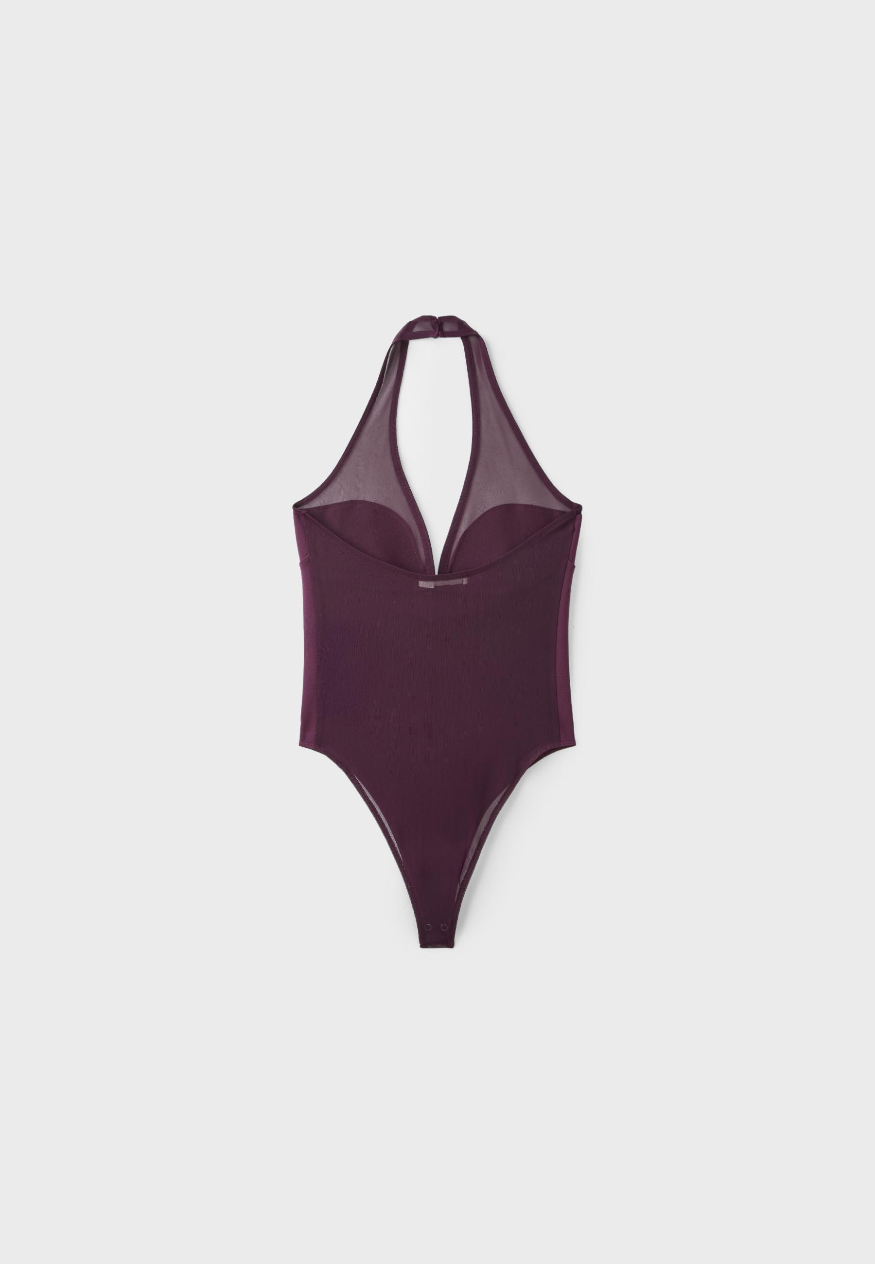 Mesh halter bodysuit — Purple