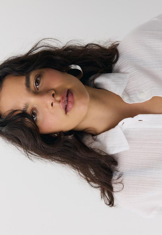 Stradivarius Basic Double-Fabric Shirt White S