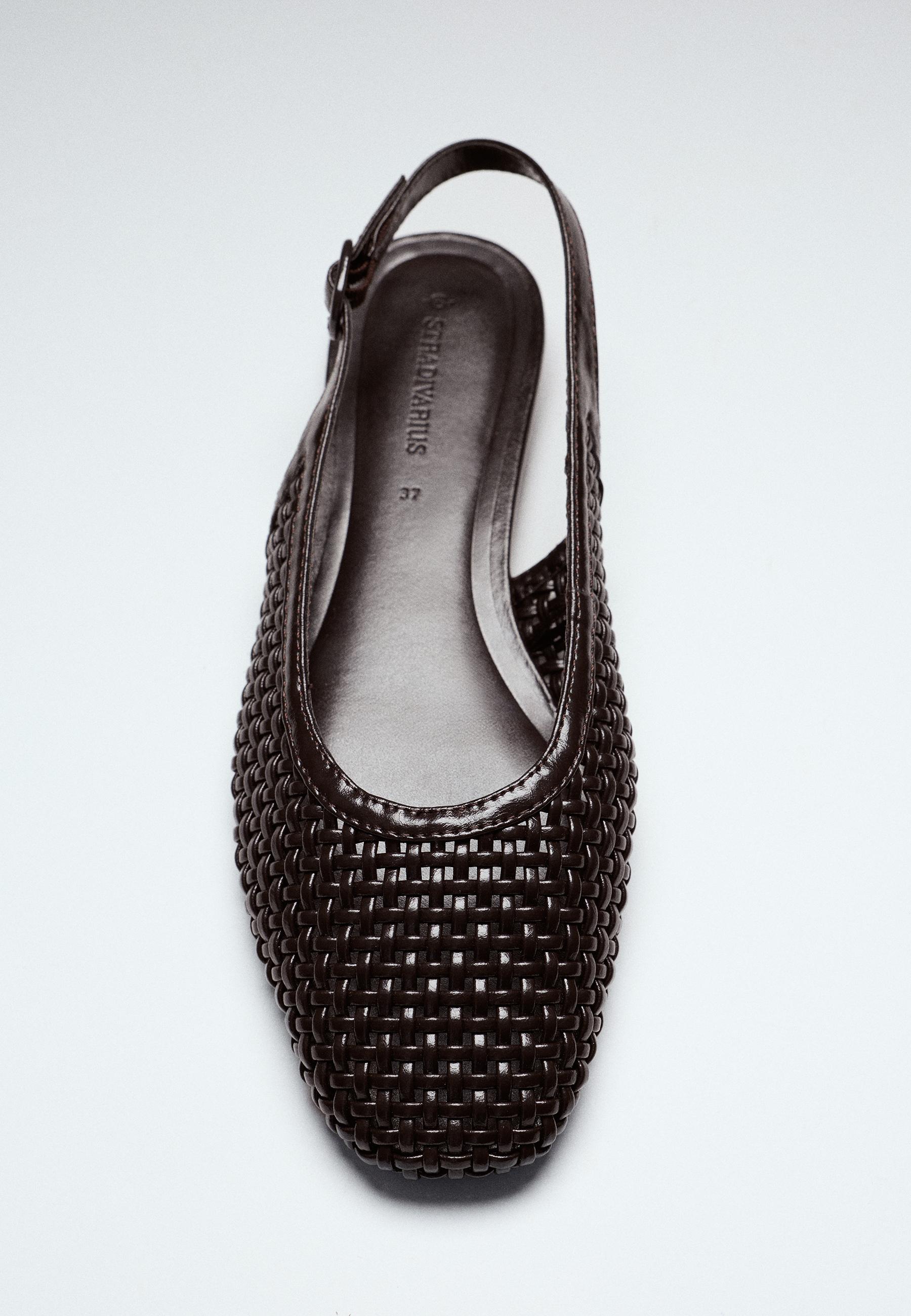 Braided slingback ballet flats — BROWN