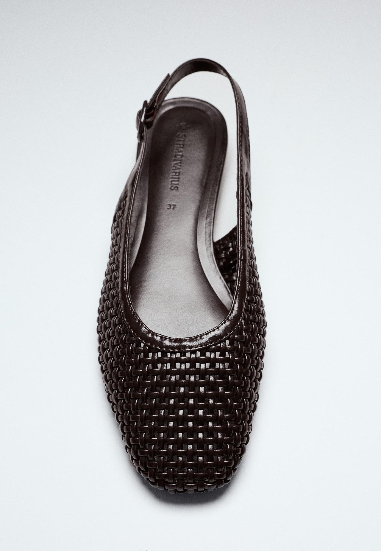 Braided slingback ballet flats — BROWN