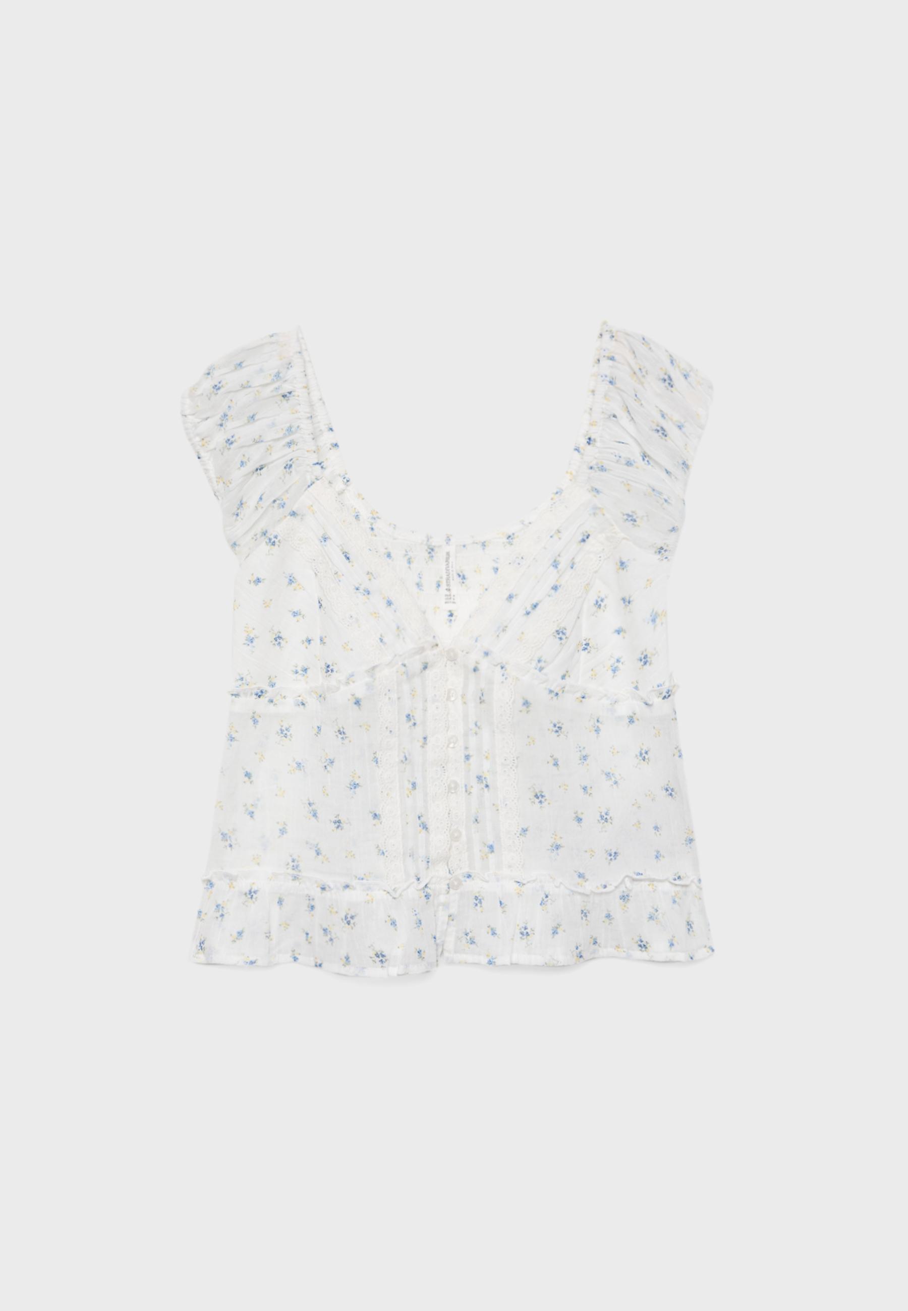 Fluid top with buttons — Sky blue
