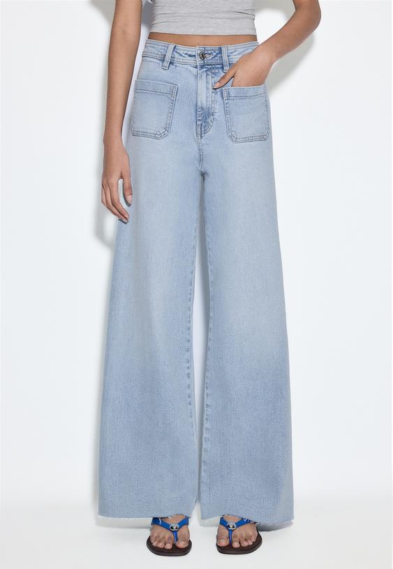 jeans calcas direitas com bolsos