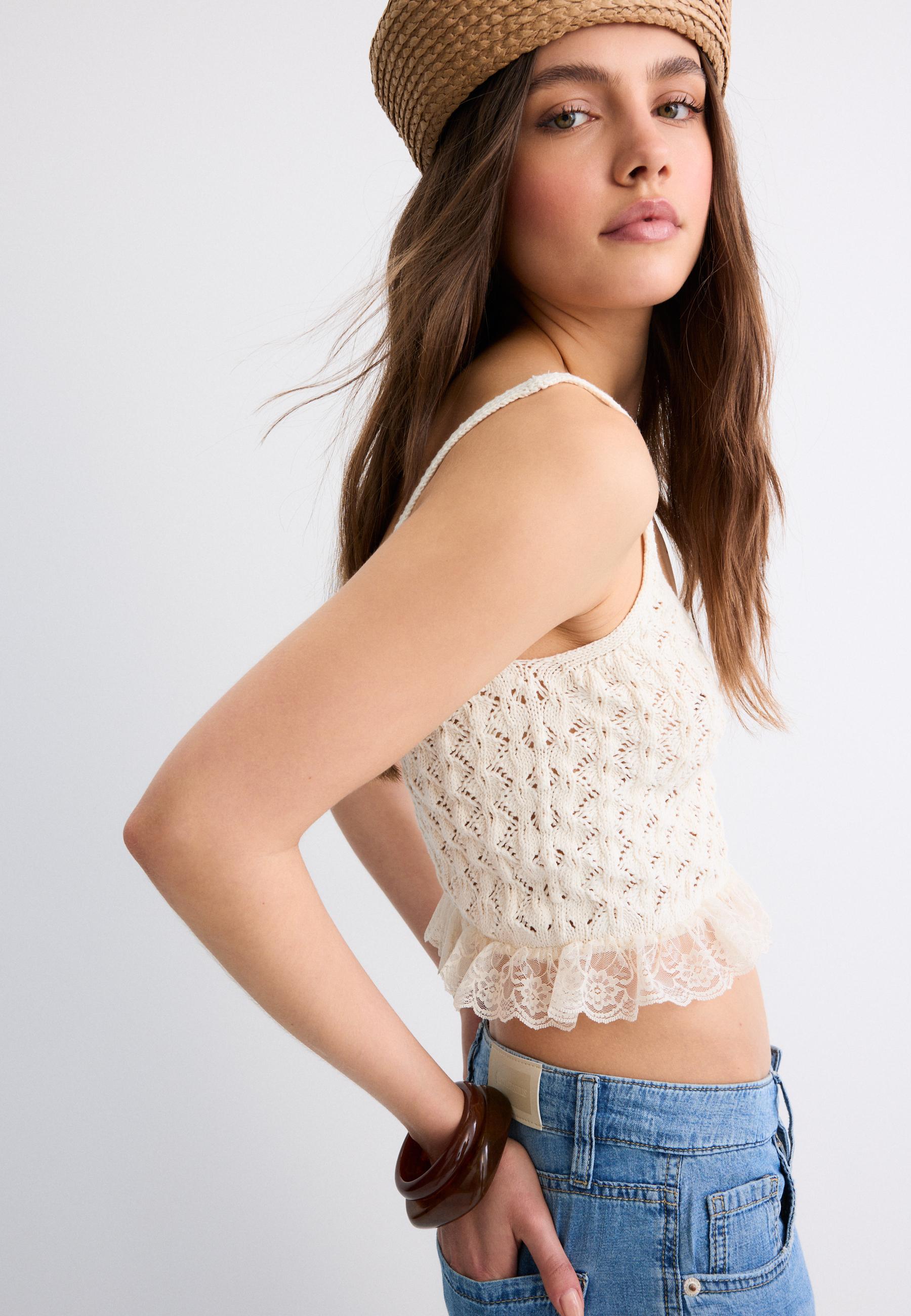 Mixed knit top - Women's fashion | Stradivarius Romania