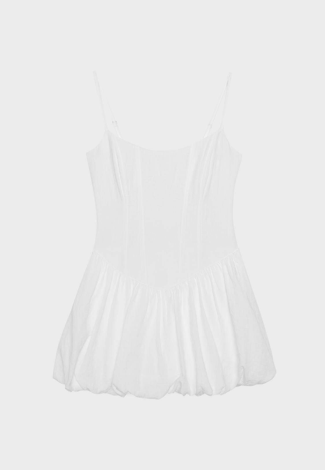 Stradivarius Short Balloon Strap Dress White L