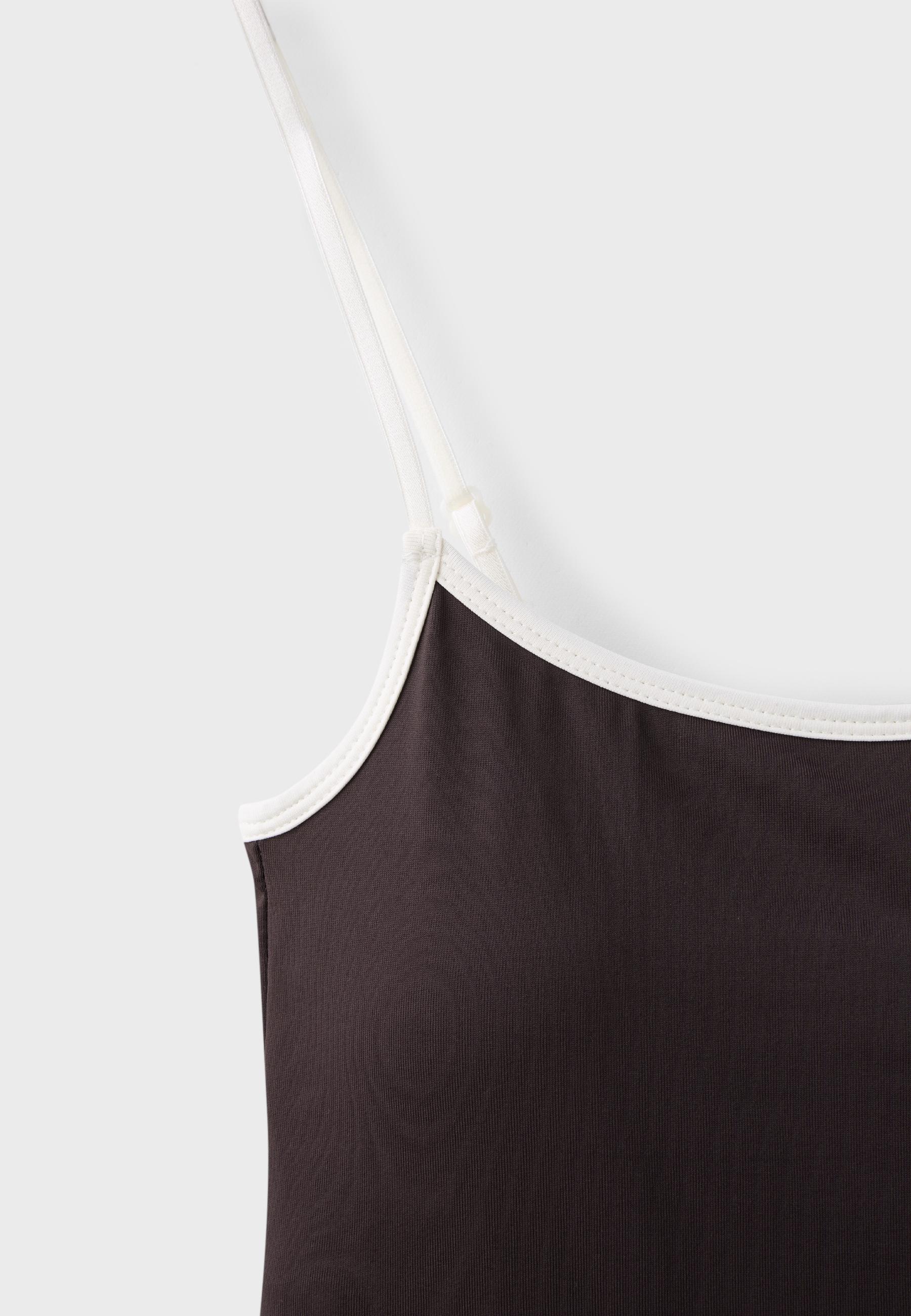 Polyamide strappy top with cups — Brown