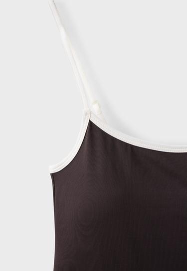 Polyamide strappy top with cups — Brown 9