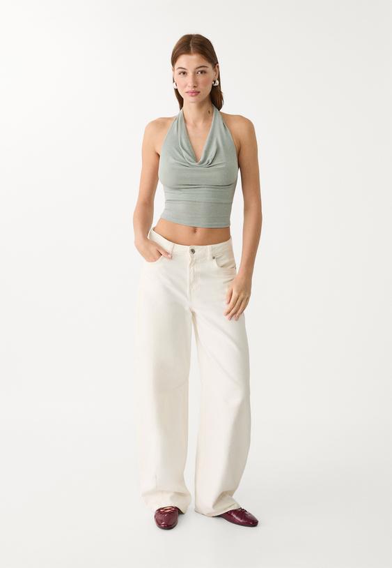 parltl halter yaka top