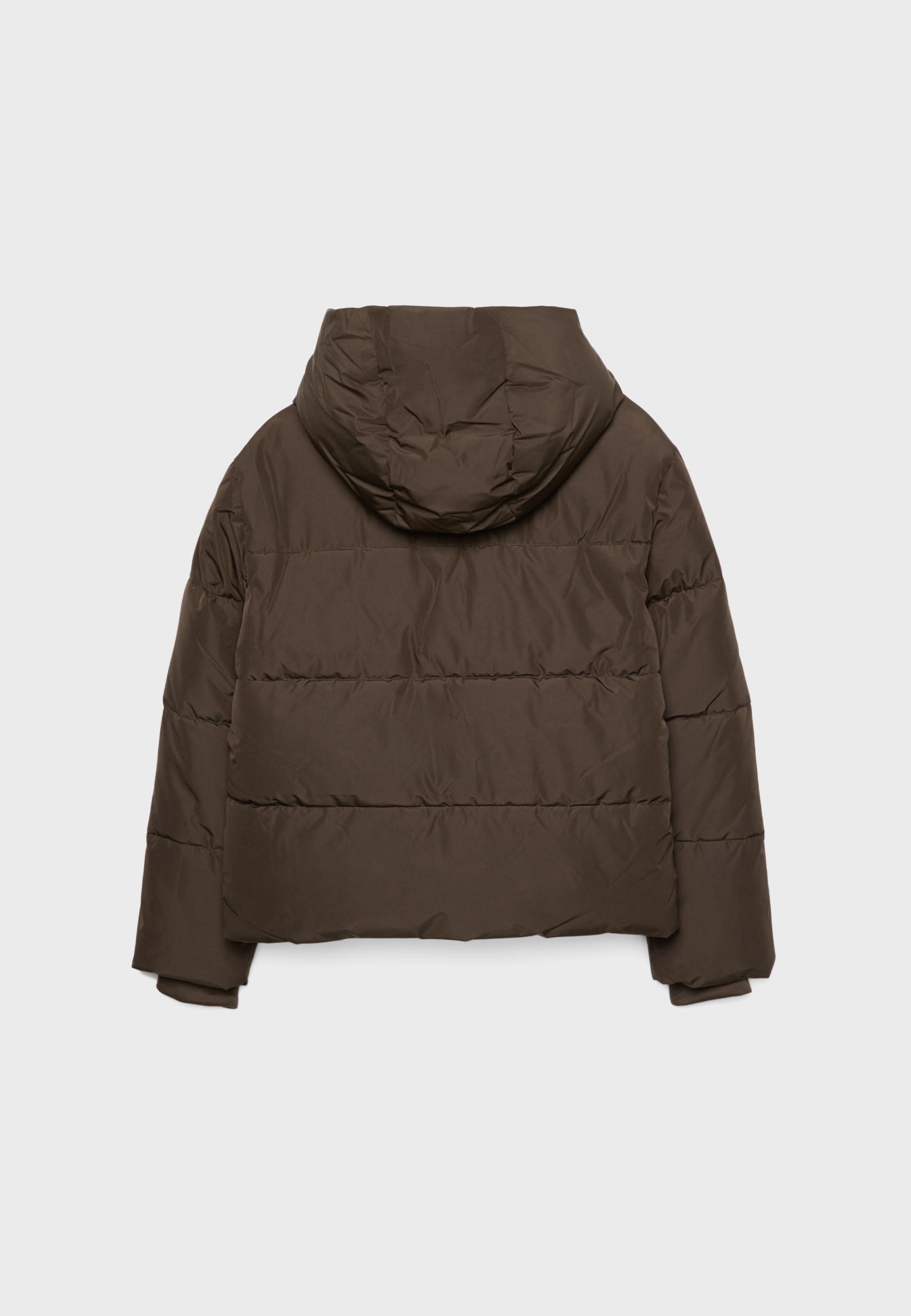 Hooded padded jacket — Brown
