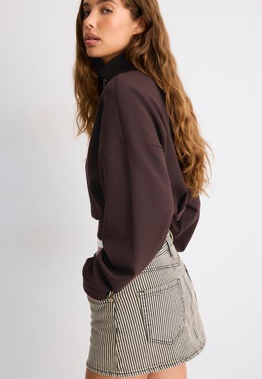B10 Zip-up sweatshirt with lapel collar — Brown 6