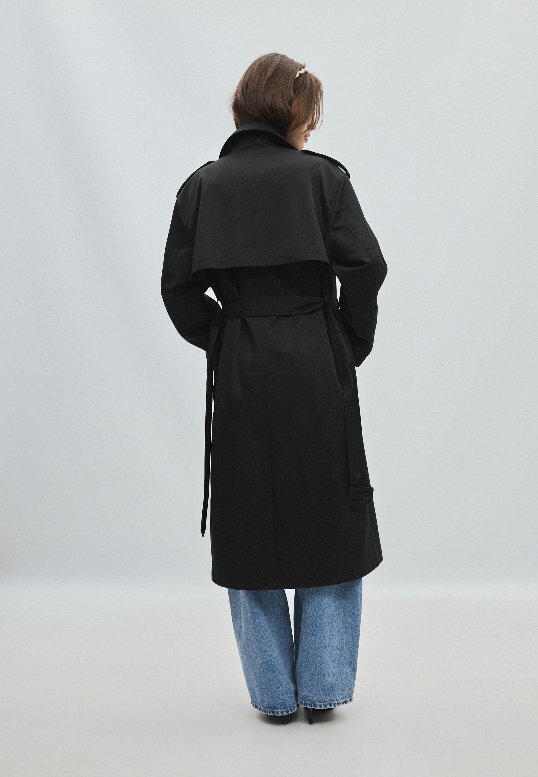 Long basic trench coat — Black