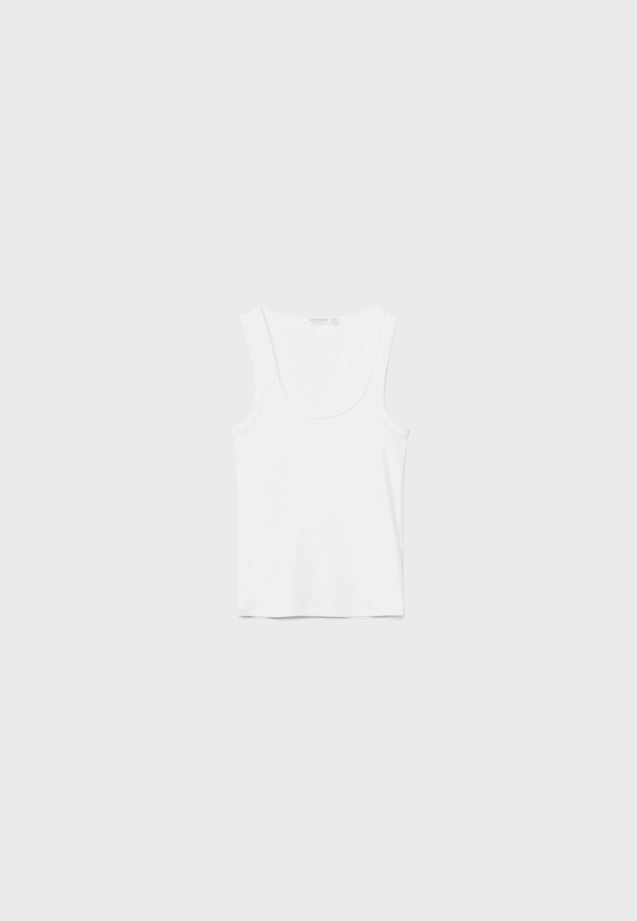 Cotton ribbed racerback T-shirt — White