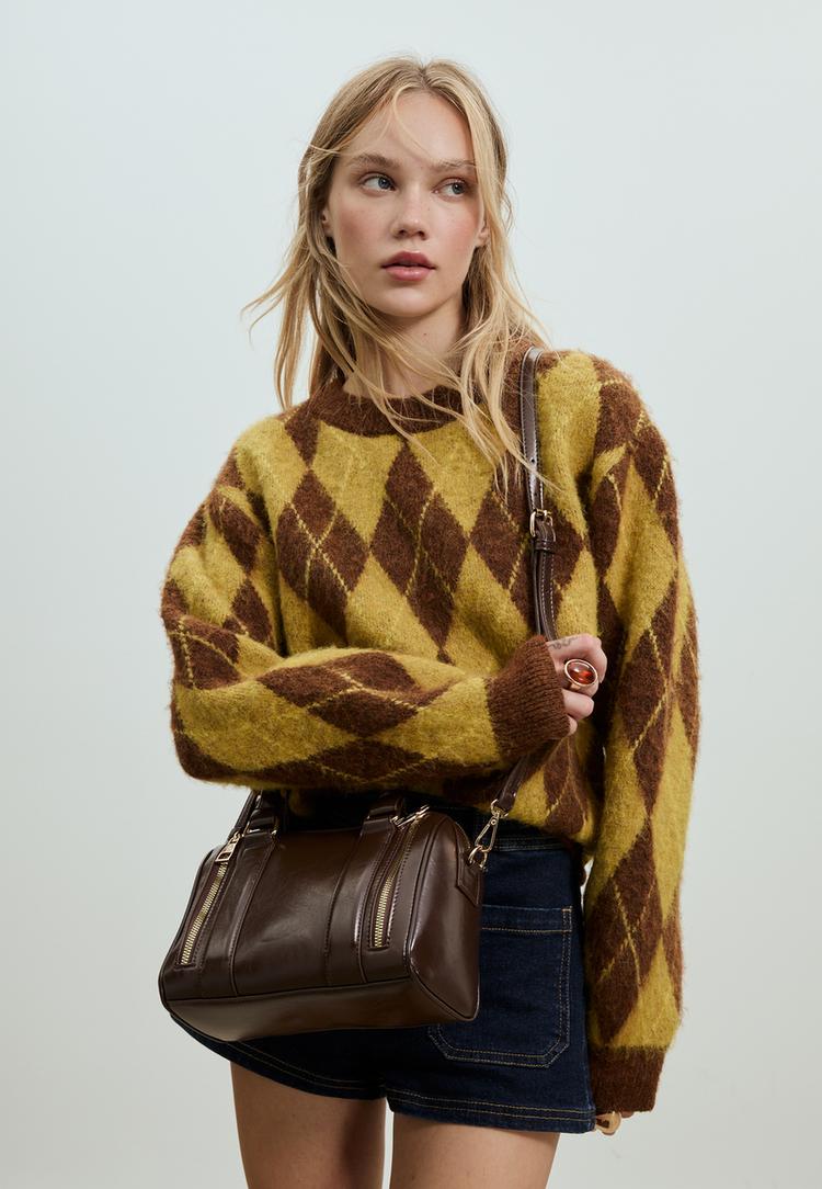 leather effect bag with zips