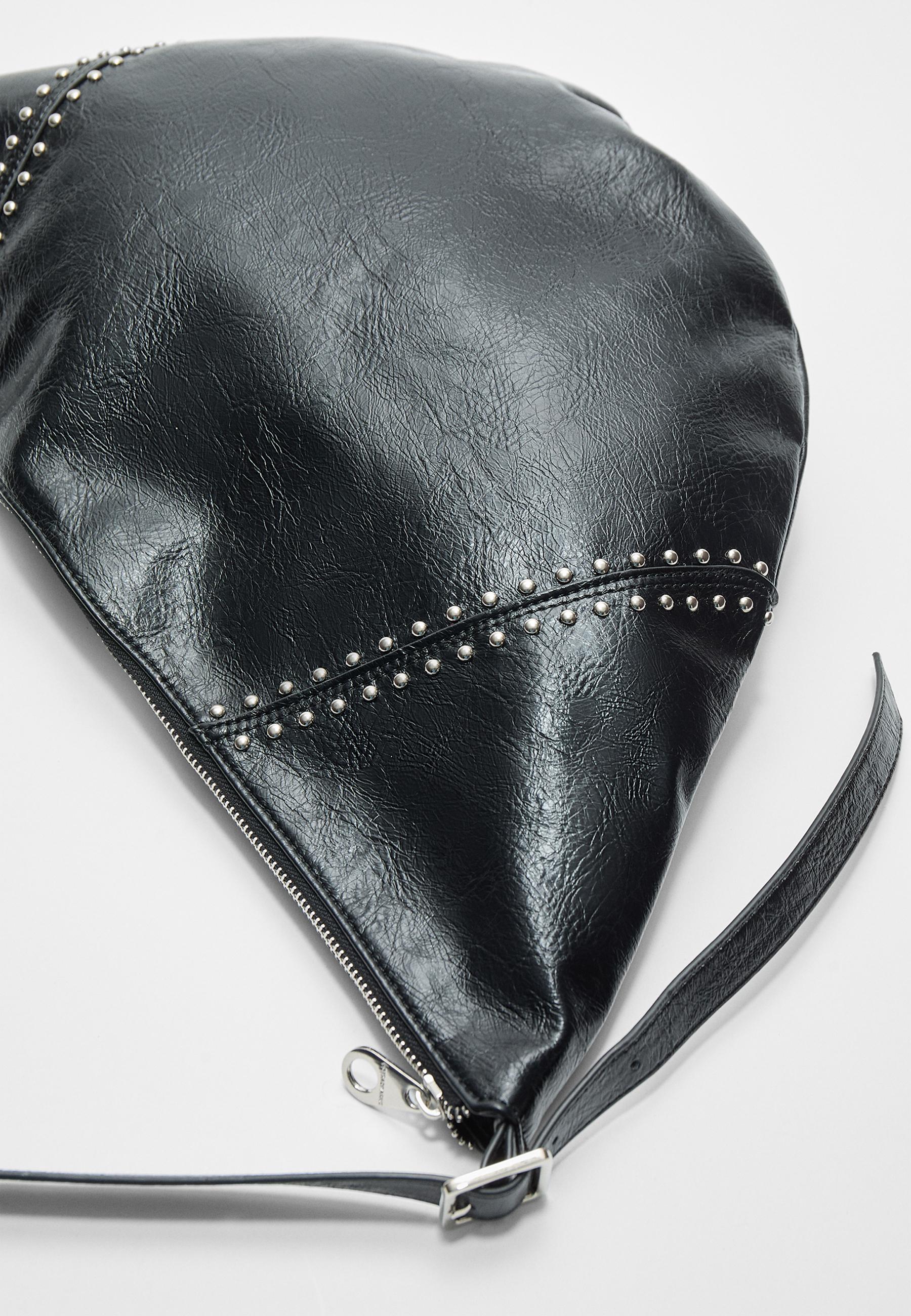 Soft half-moon crossbody bag with studs - Women's fashion Soft half-moon crossbody bag with studs - Women's fashion