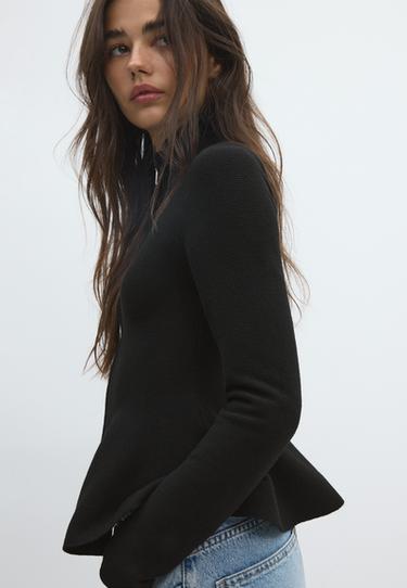Peplum knit sweater — Black 1