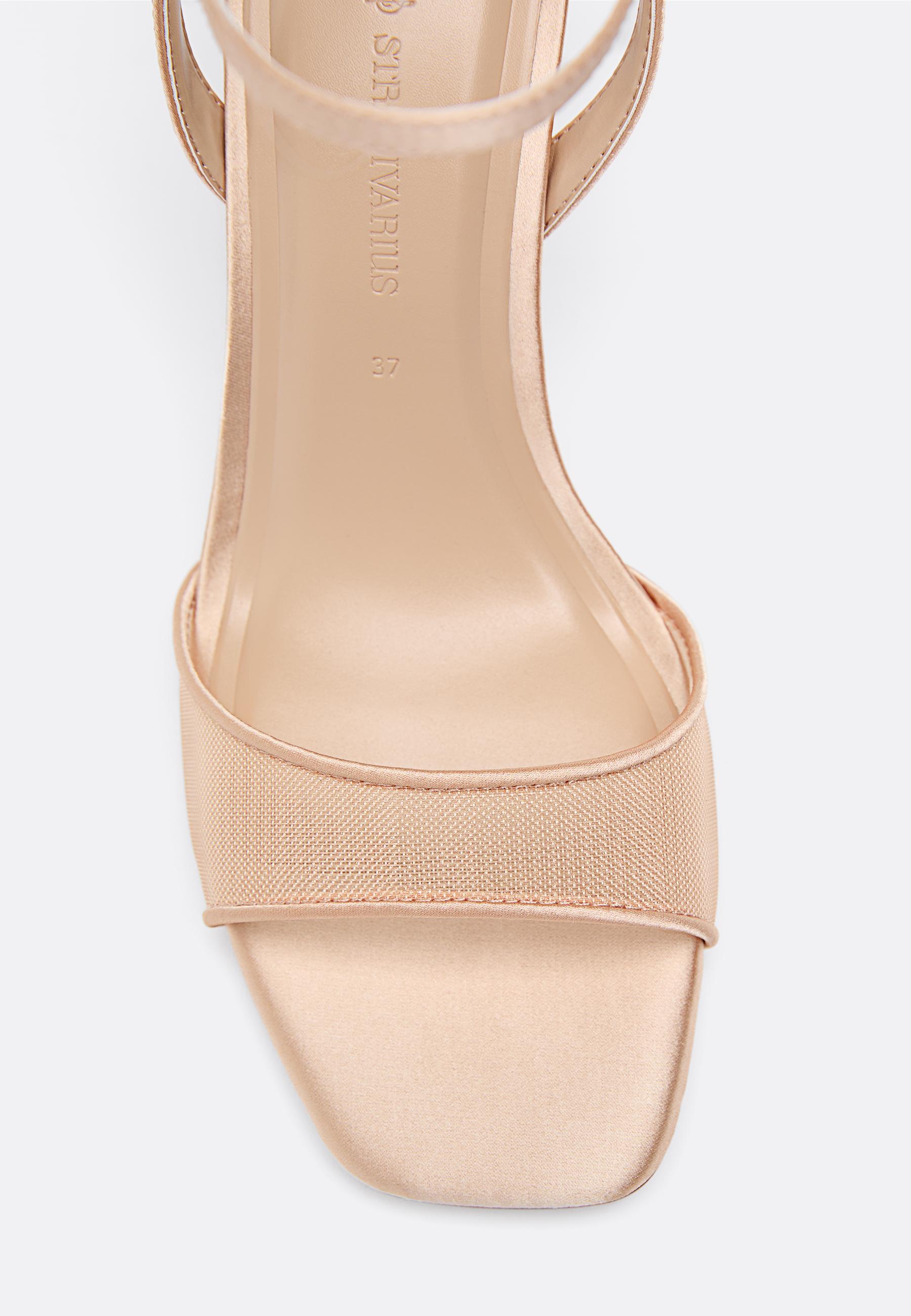 Mesh stiletto heel sandals — BEIGE