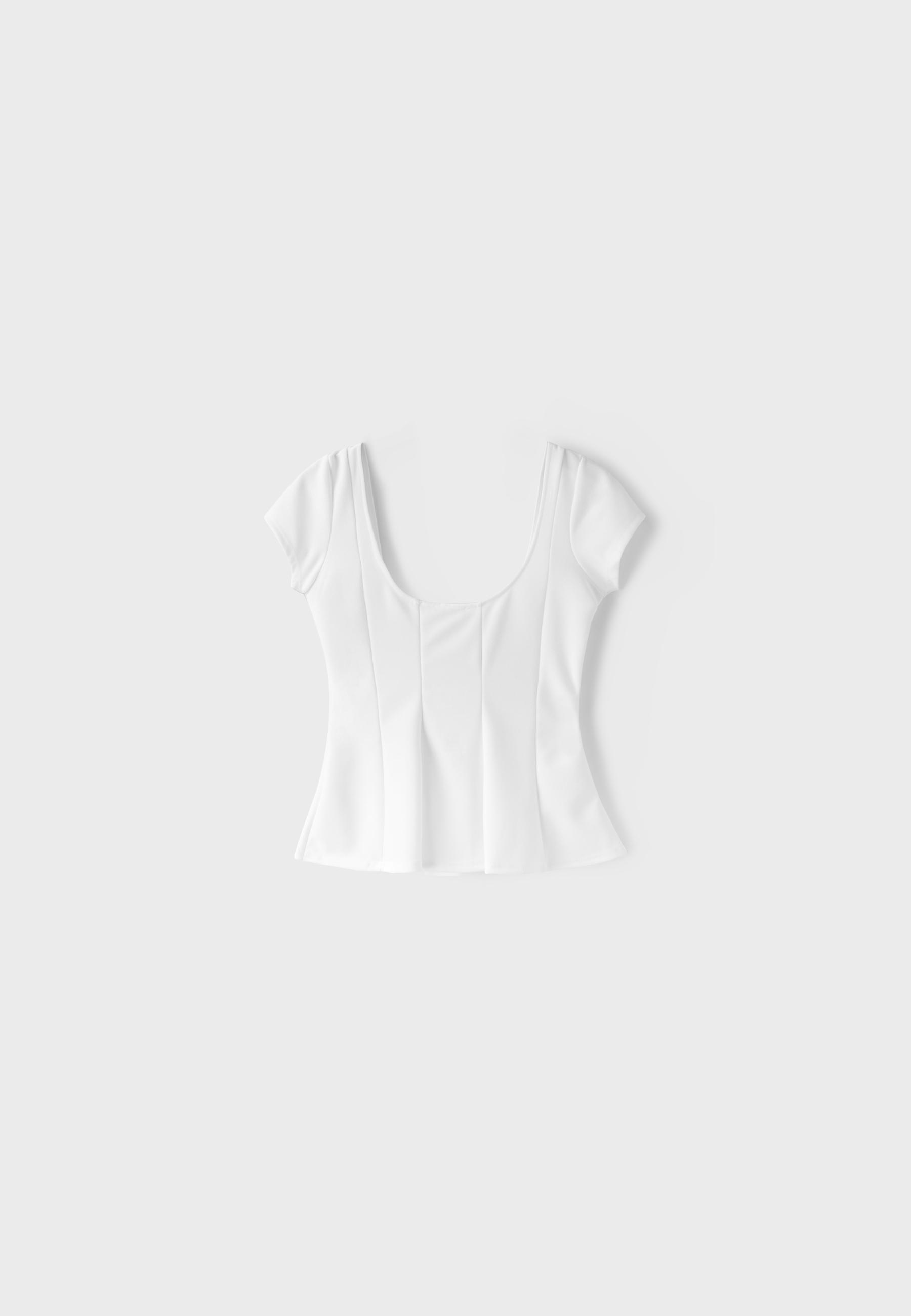 Peplum mini sleeve top — Ecru