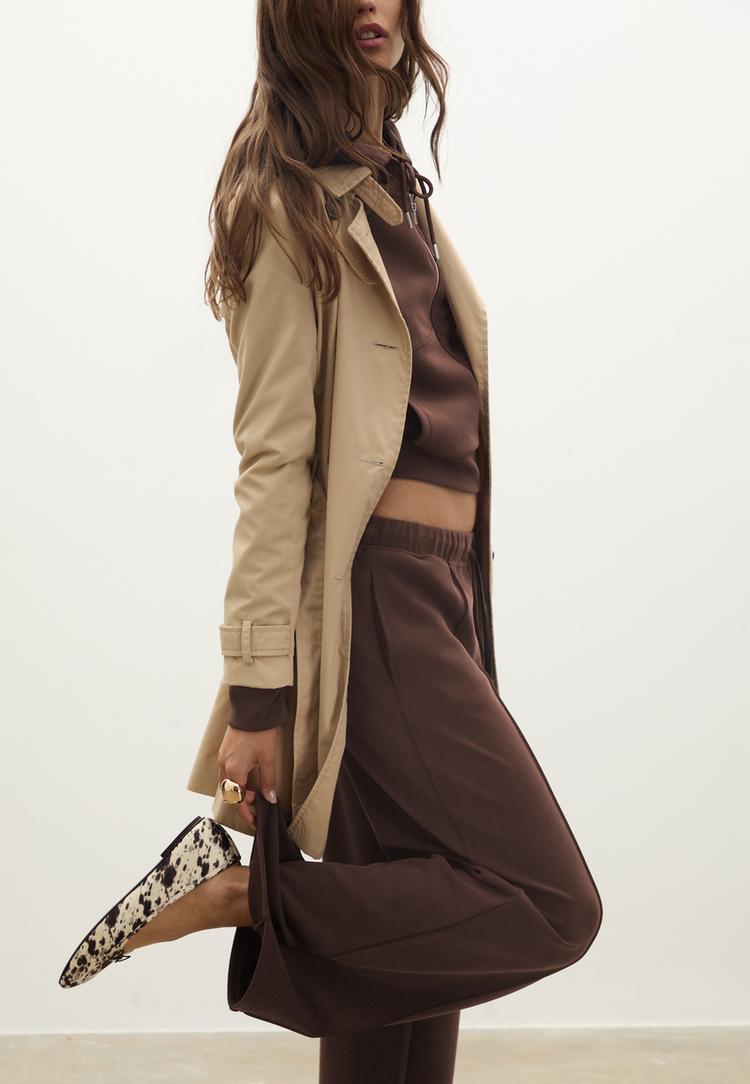 pantalon wide leg a nervures et toucher doux