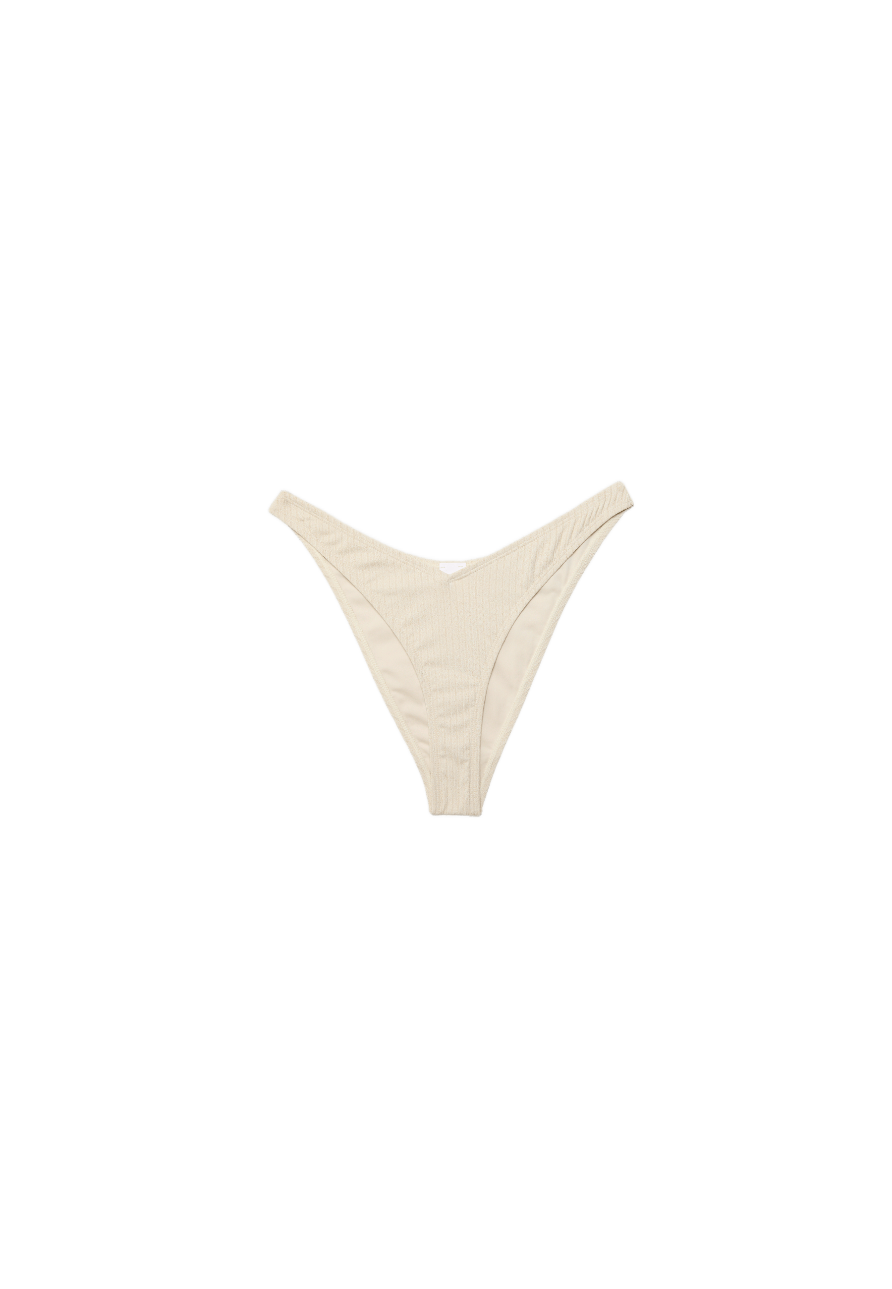 Ribbed Brazilian bikini briefs with glitter thread — Ecru