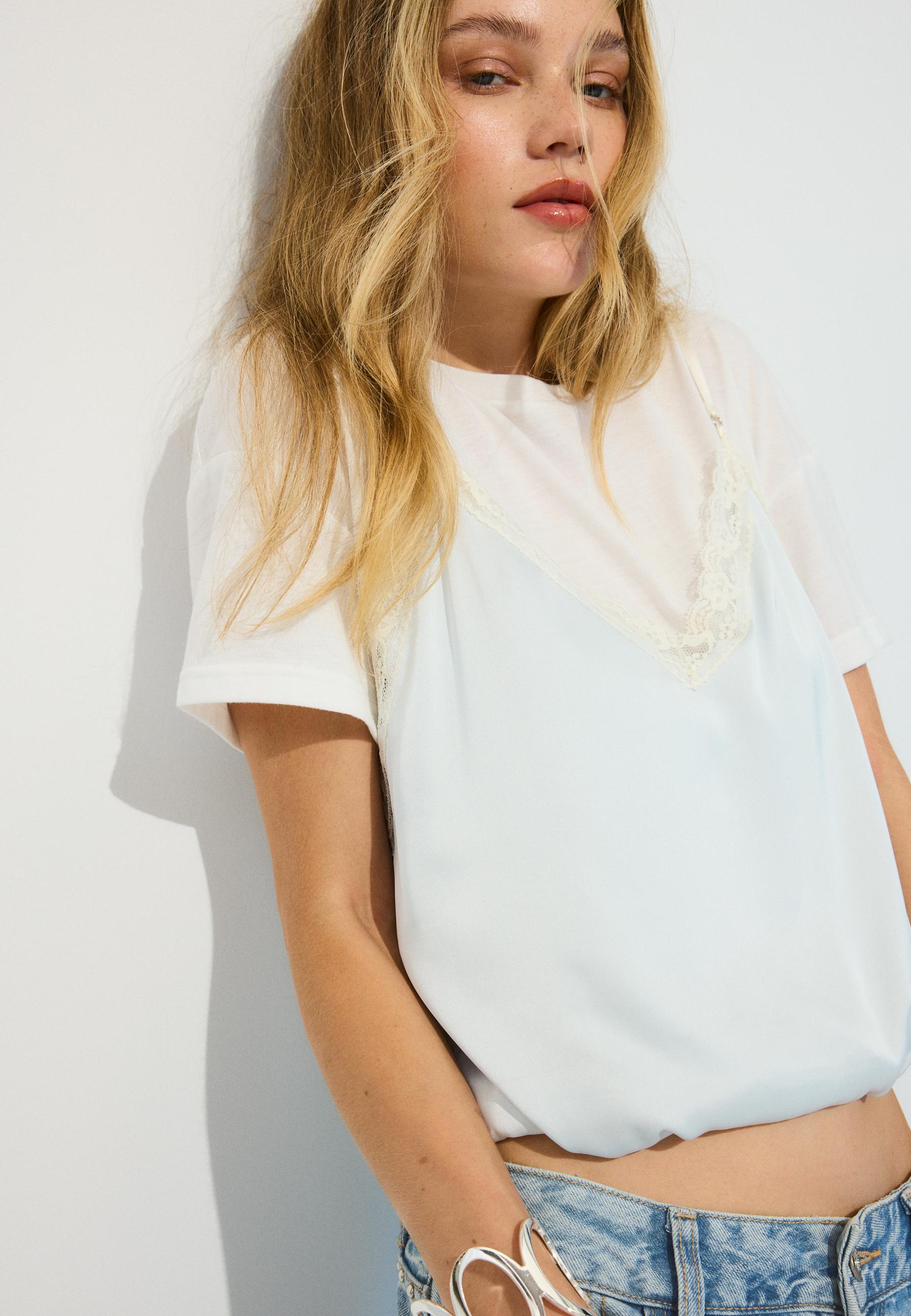 Double-layer camisole T-shirt — Sky blue
