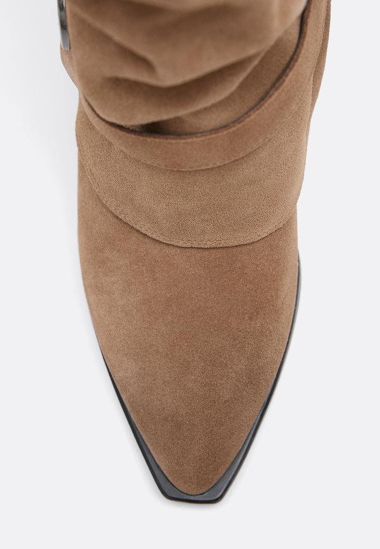 bottes a talon ample en cuir