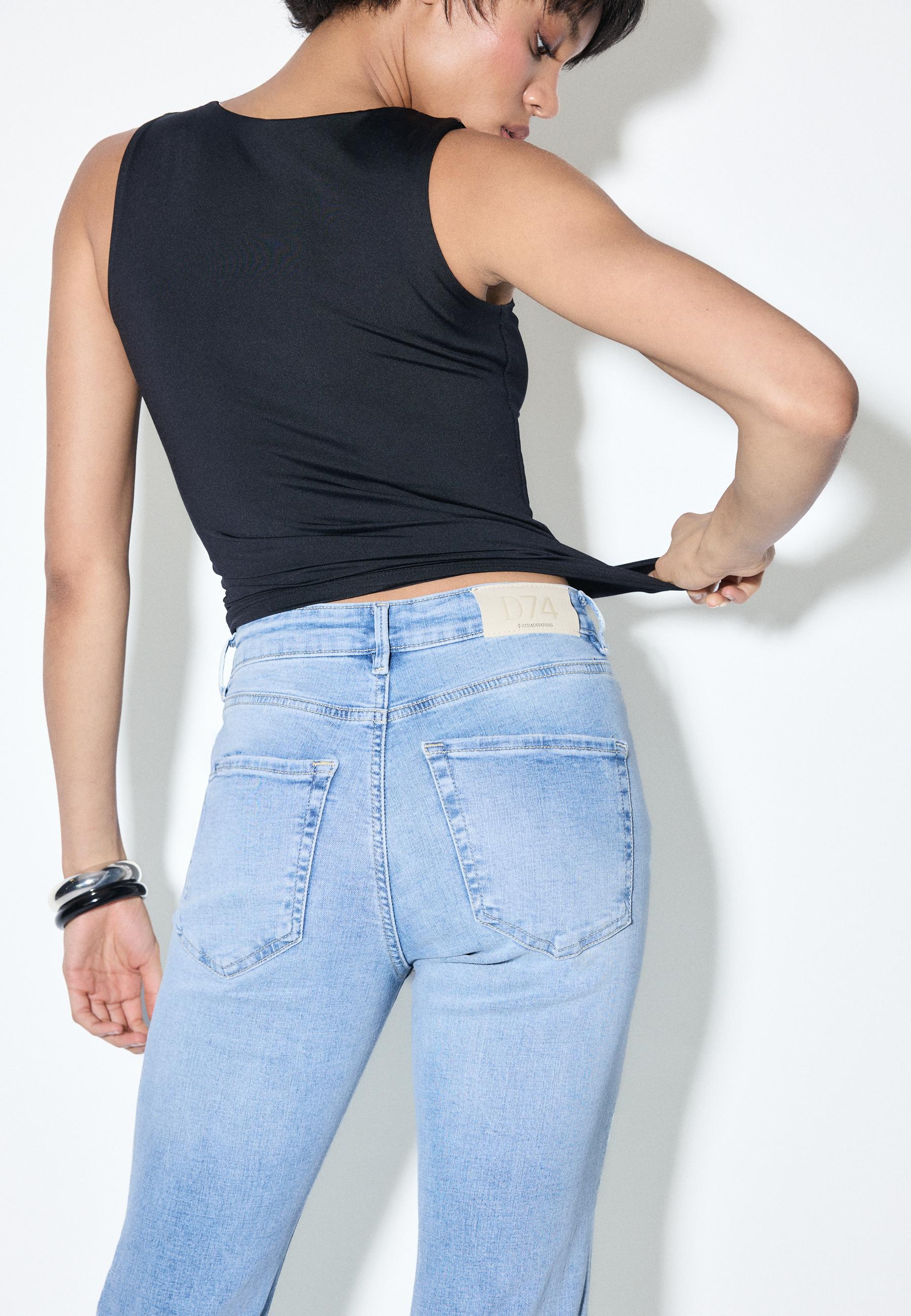 D74 yırtmaçlı çan paça jean - Görsel 5