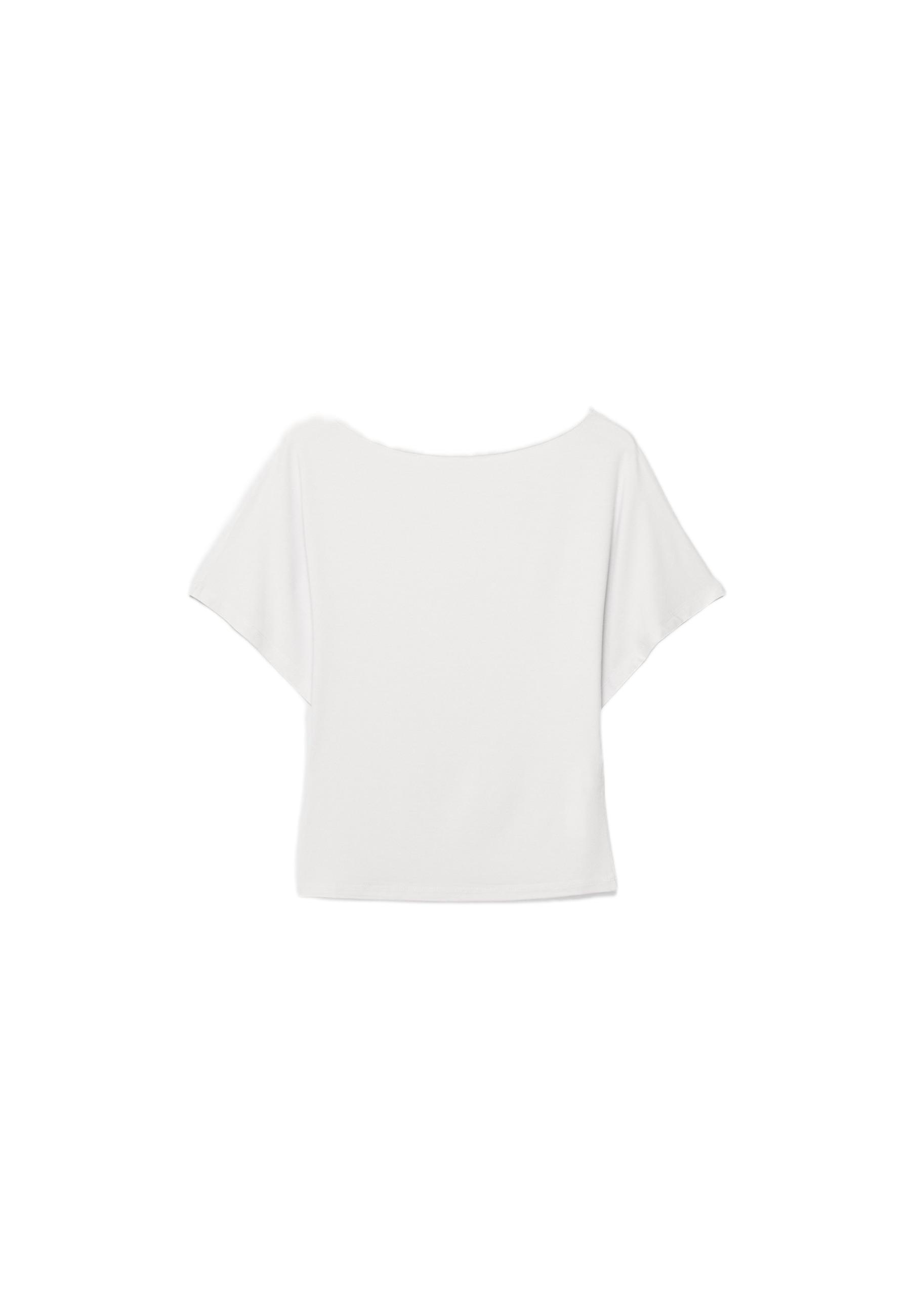 Short sleeve boat neck T-shirt — White