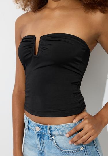 Draped crop top — Black 4