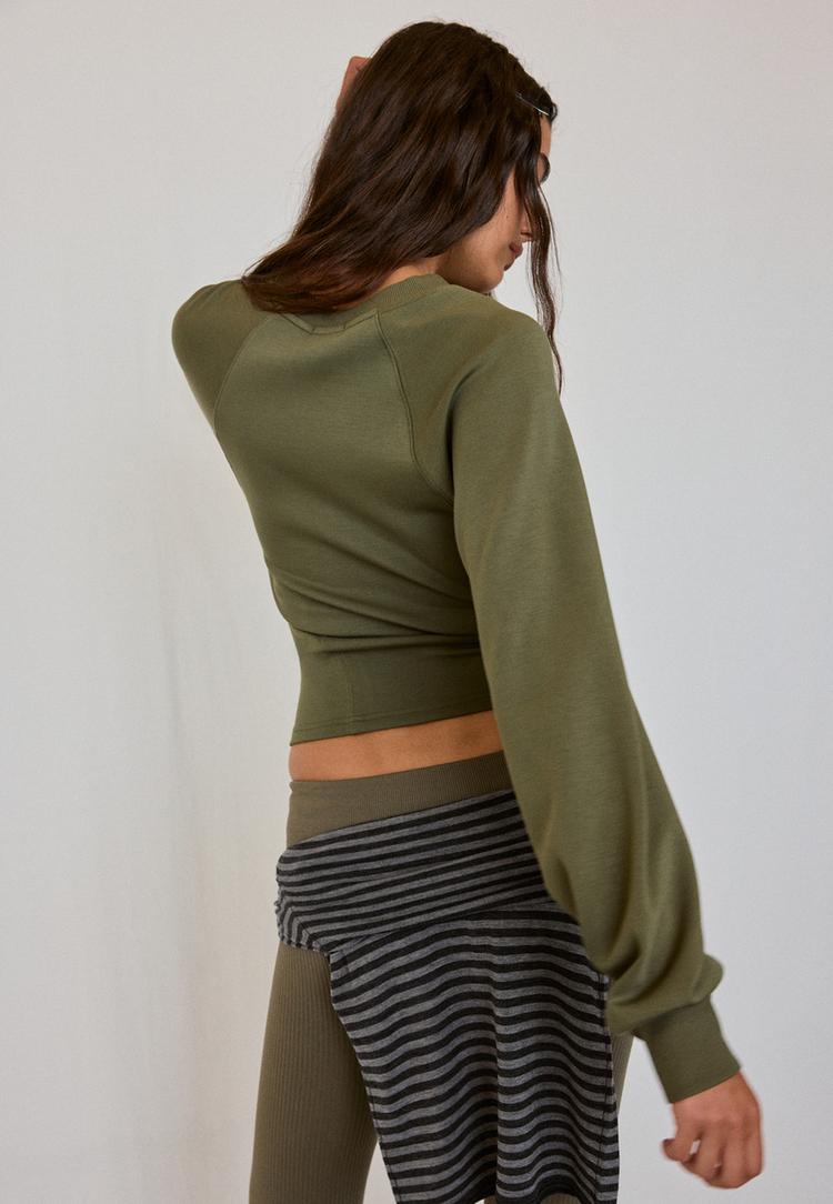 Soft-touch sweatshirt with fitted waist — Khaki