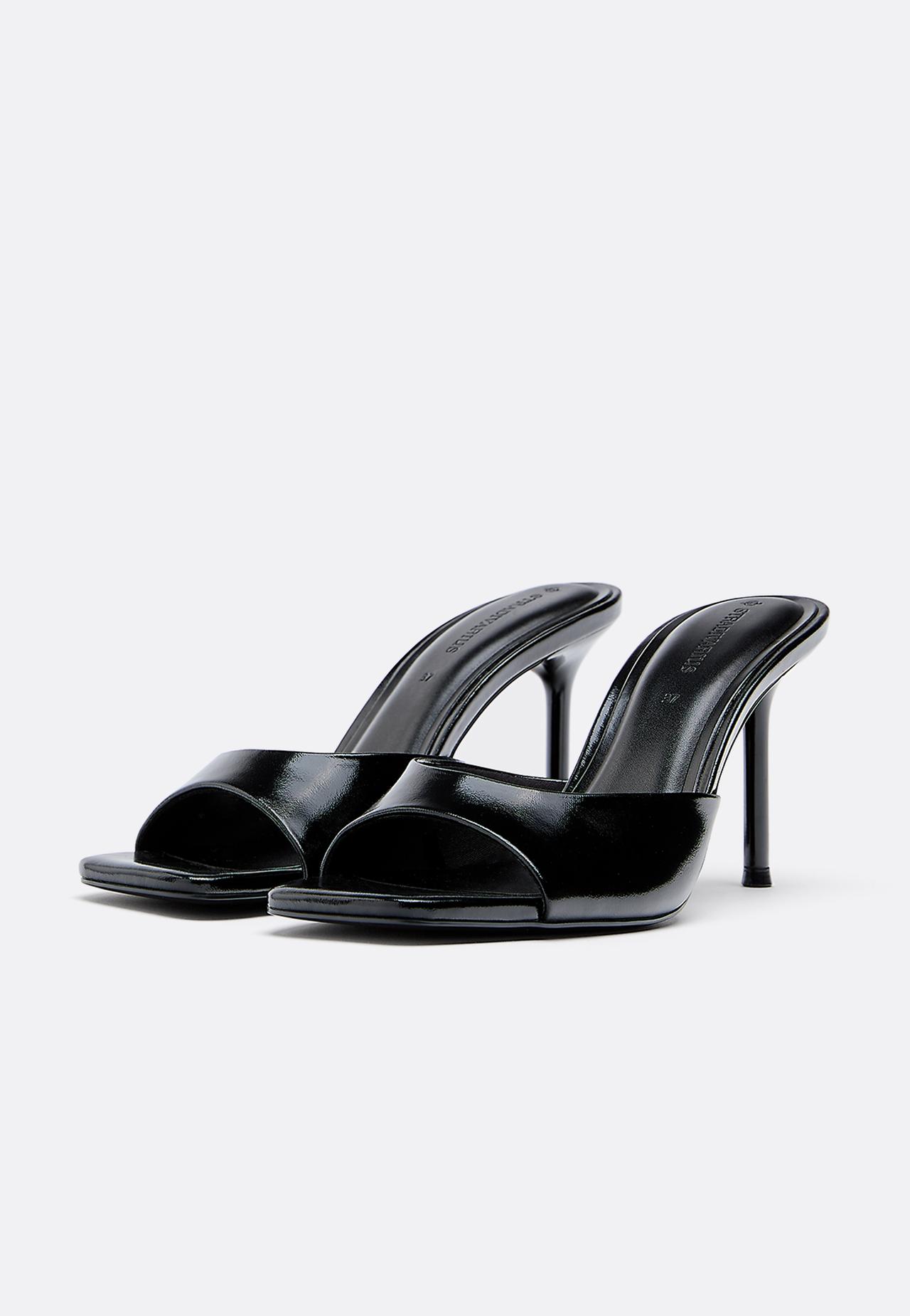 Heeled mule sandals — BLACK