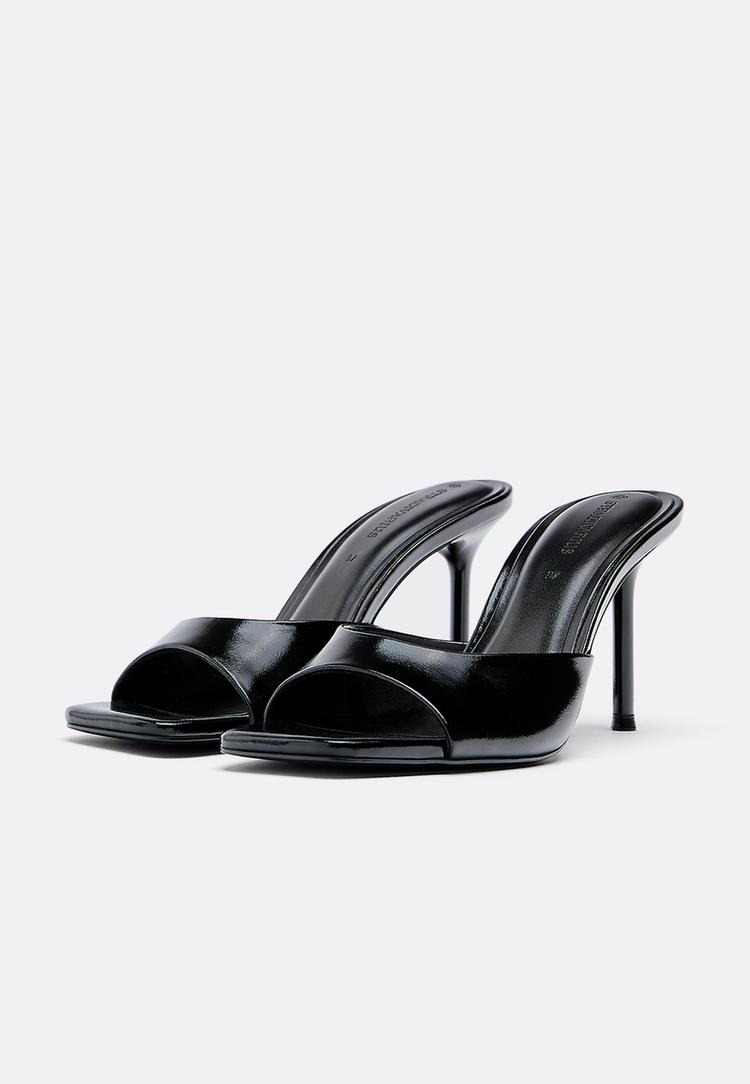 Stradivarius Mules Με Τακούνι Μαύρο 39