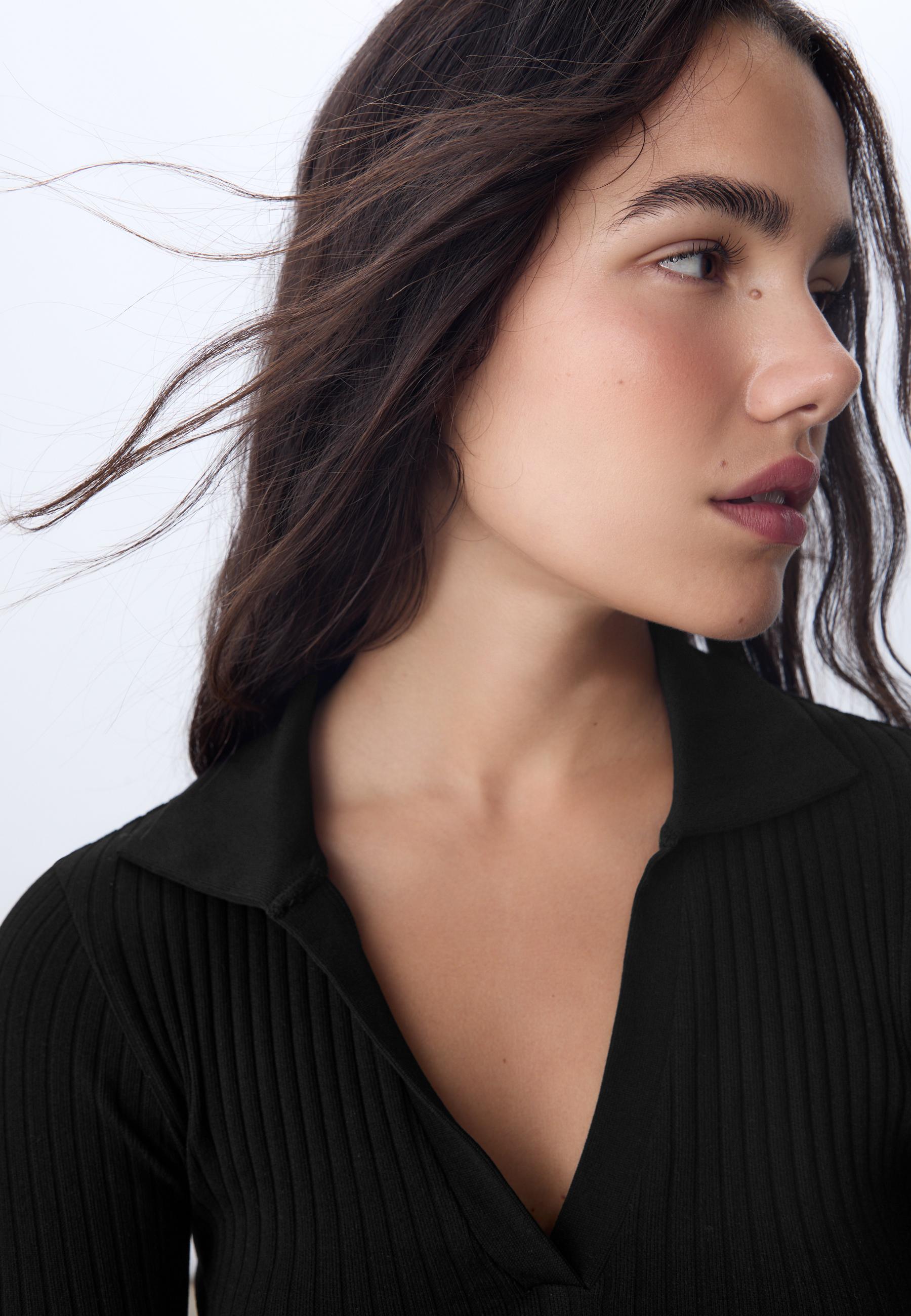 Seamless polo T-shirt — Black
