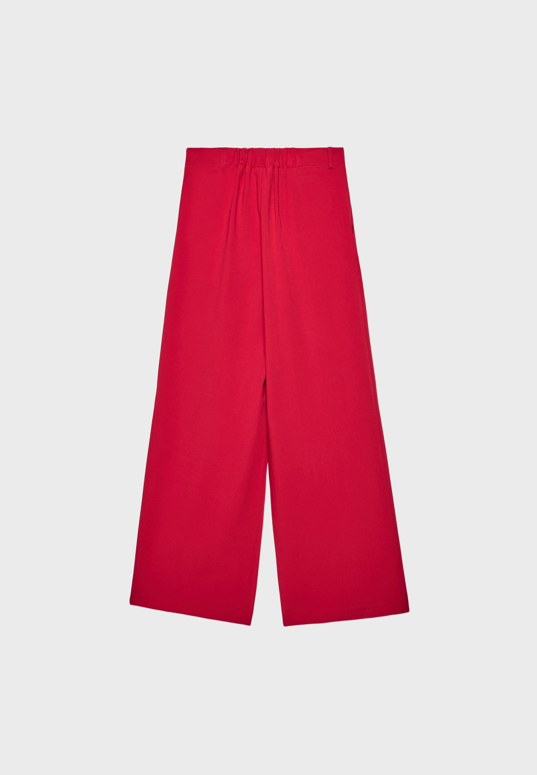 Wide-leg trousers with buckle detail — Dark red