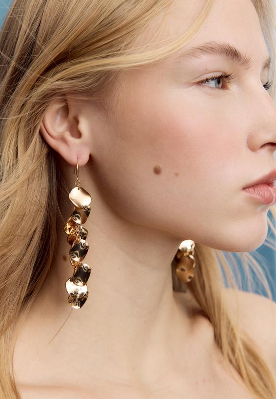 pendiente largo mini monedas