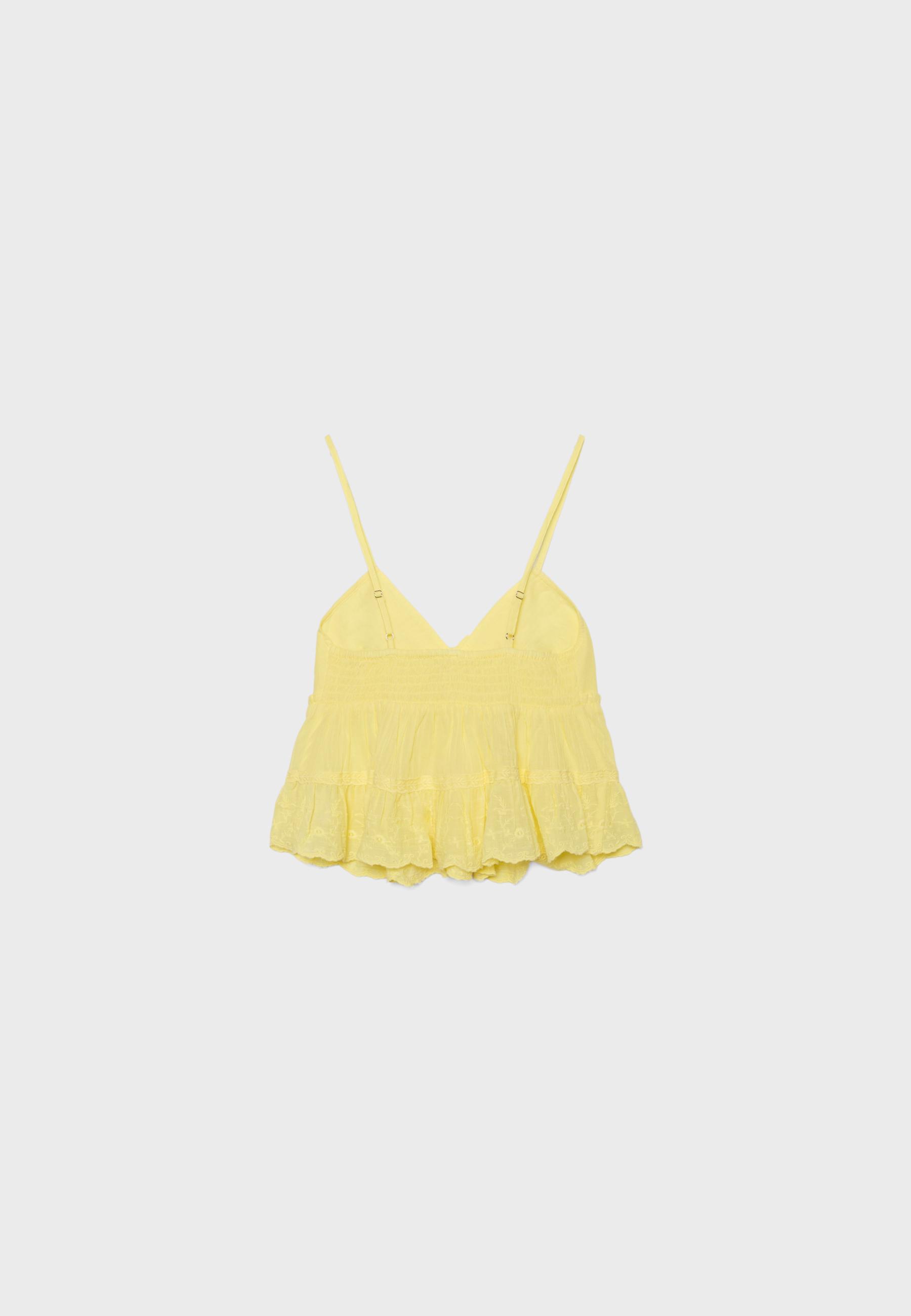 Embroidered flowing strappy top — Gold