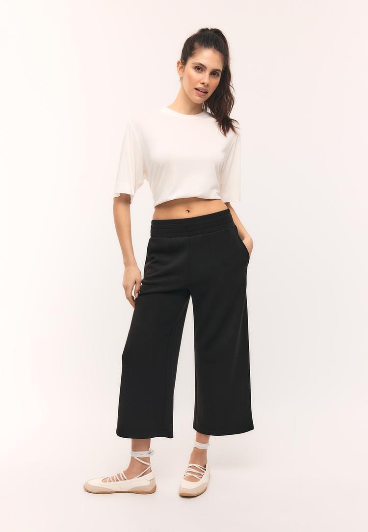 Stradivarius Παντελόνι Culotte Απαλής Υφής Μαύρο Xs