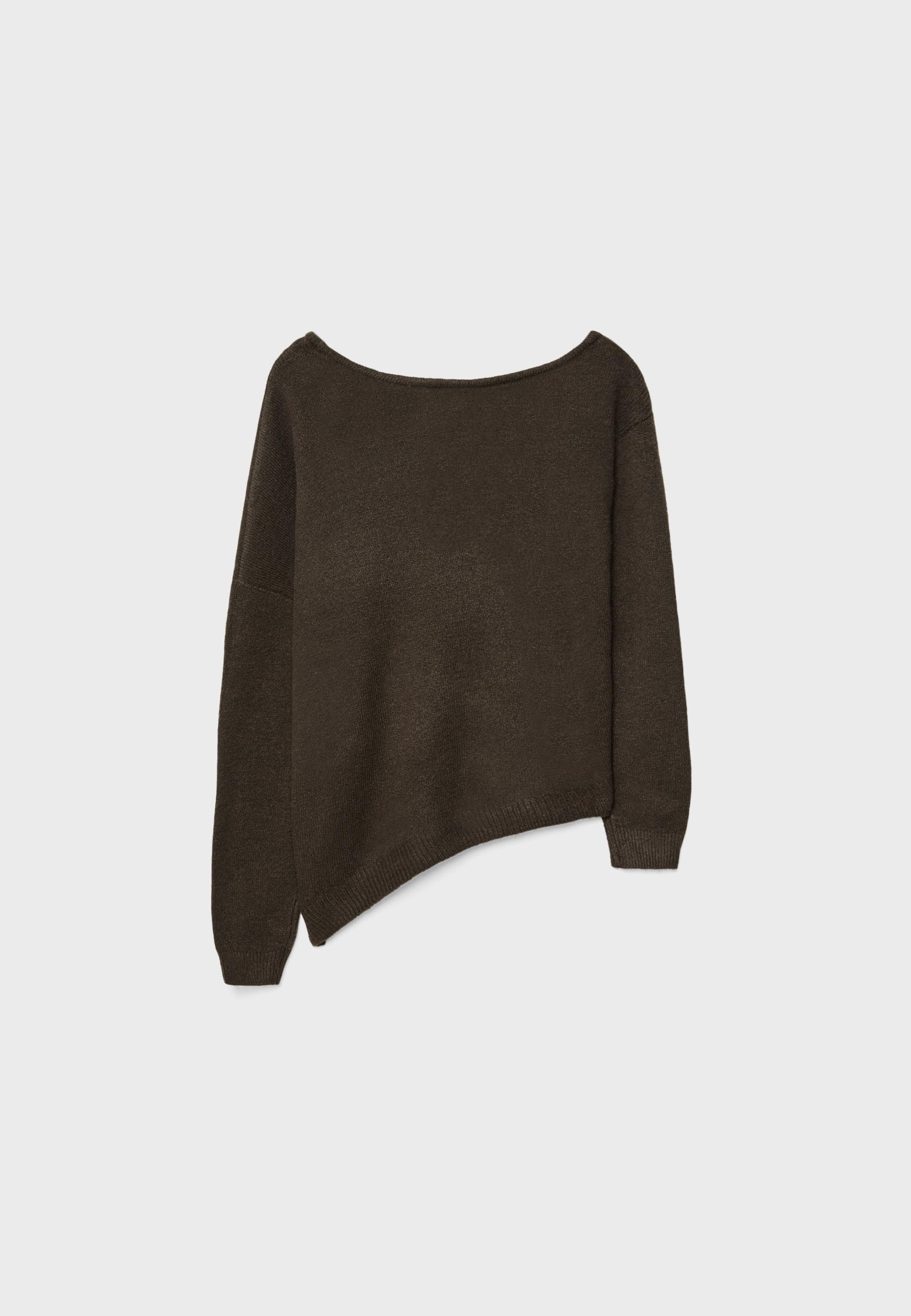 Asymmetric knit sweater — Brown