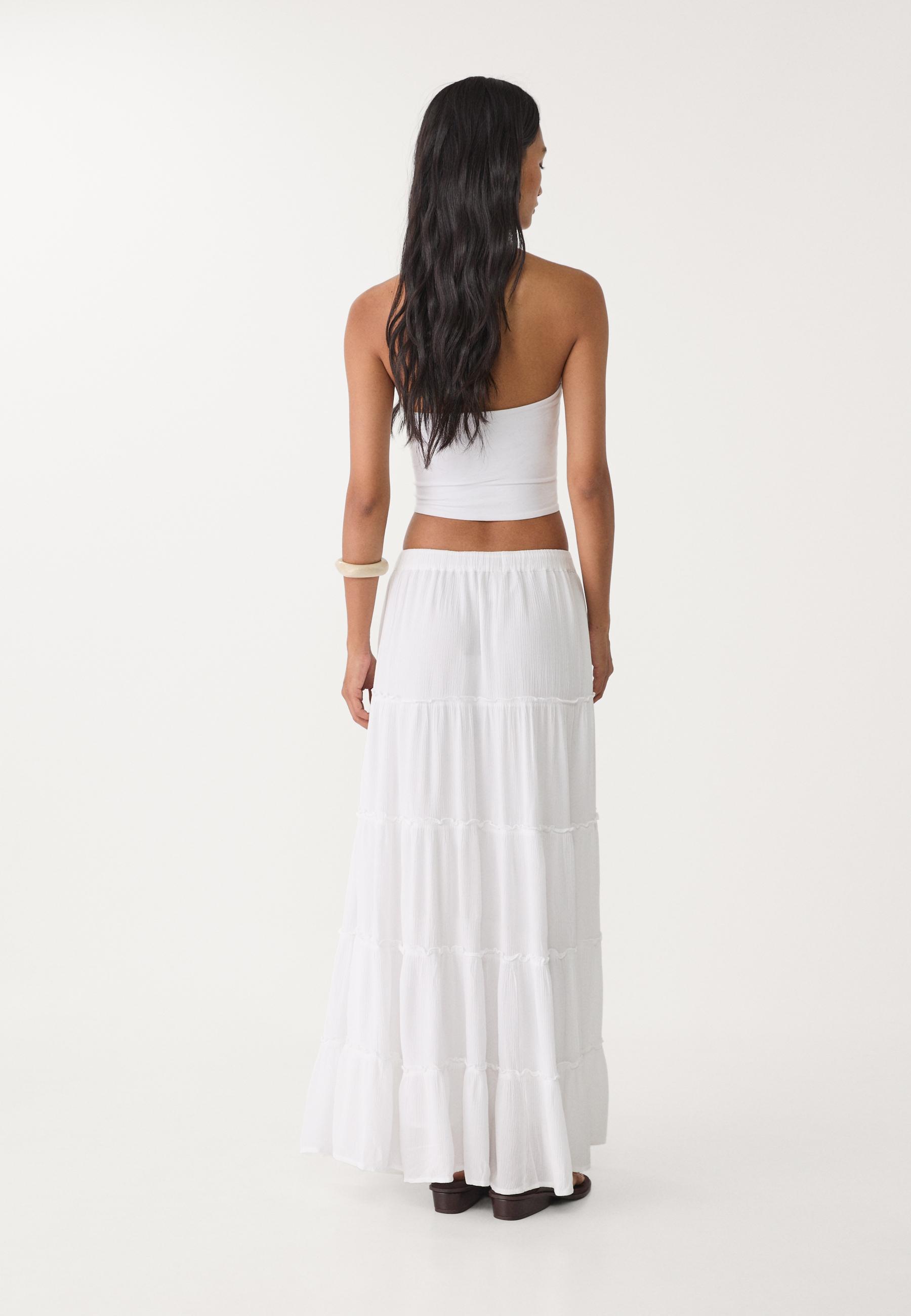 Flowing panelled midi skirt — White