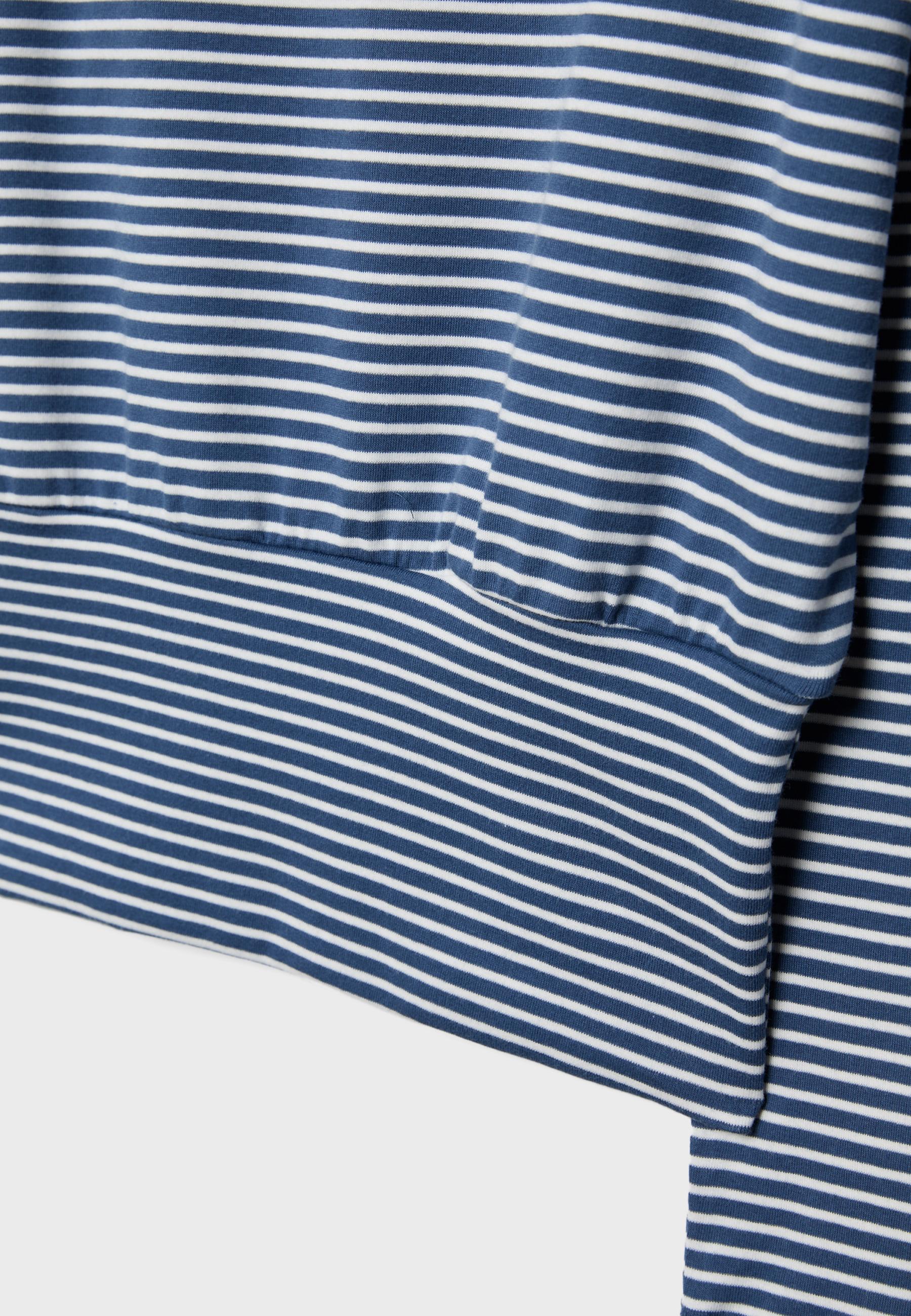 Long sleeve boat neck T-shirt with striped sash — Navy blue