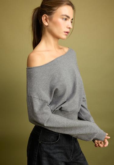 Asymmetric knit jumper — Dark grey 5