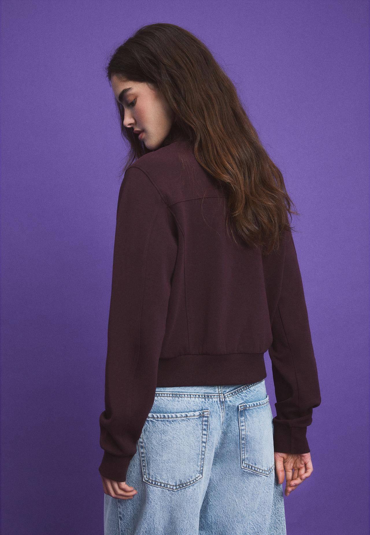 B09 Cropped high-neck zip-up sweatshirt — Dark purple
