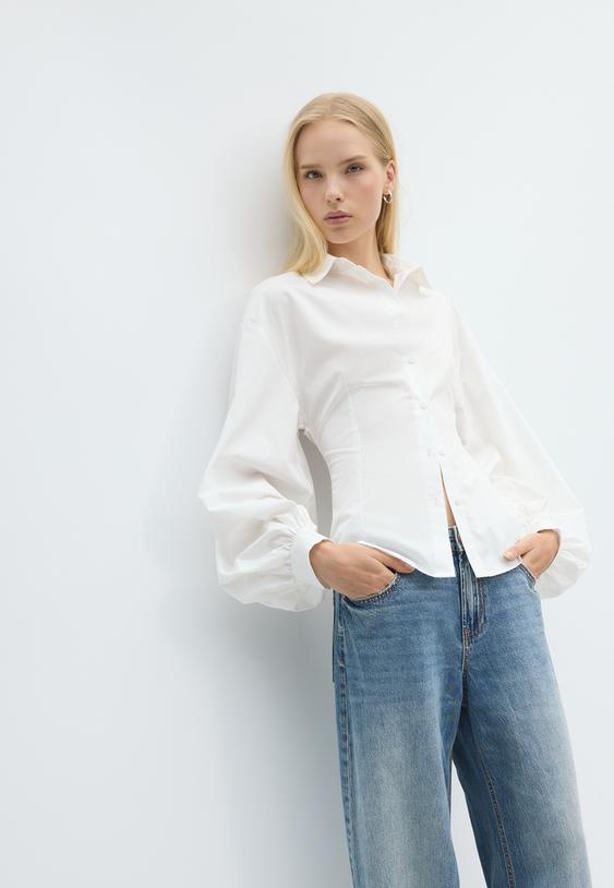 chemise popeline manches bouffantes