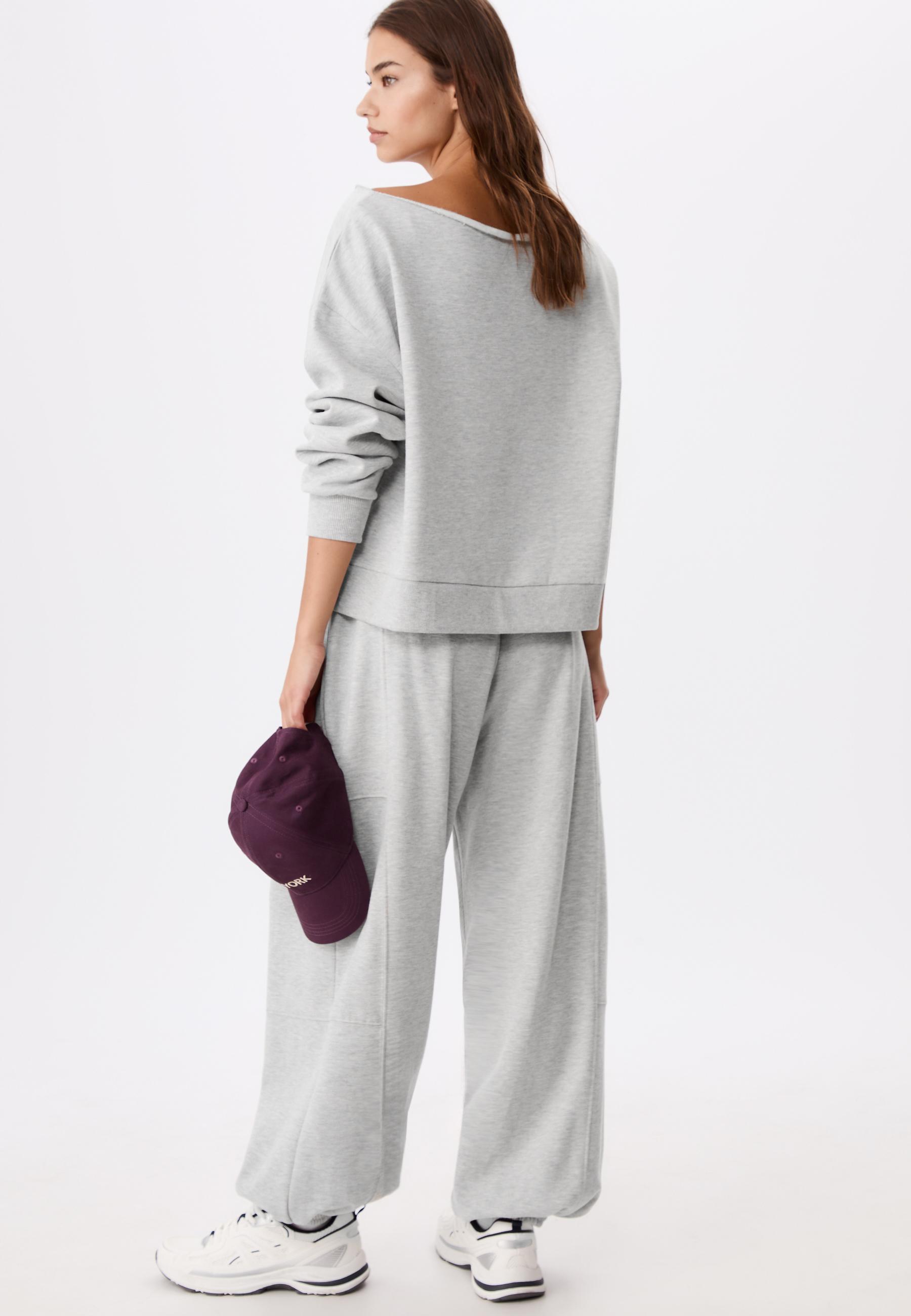 Basic off-the-shoulder sweatshirt — Grey melange