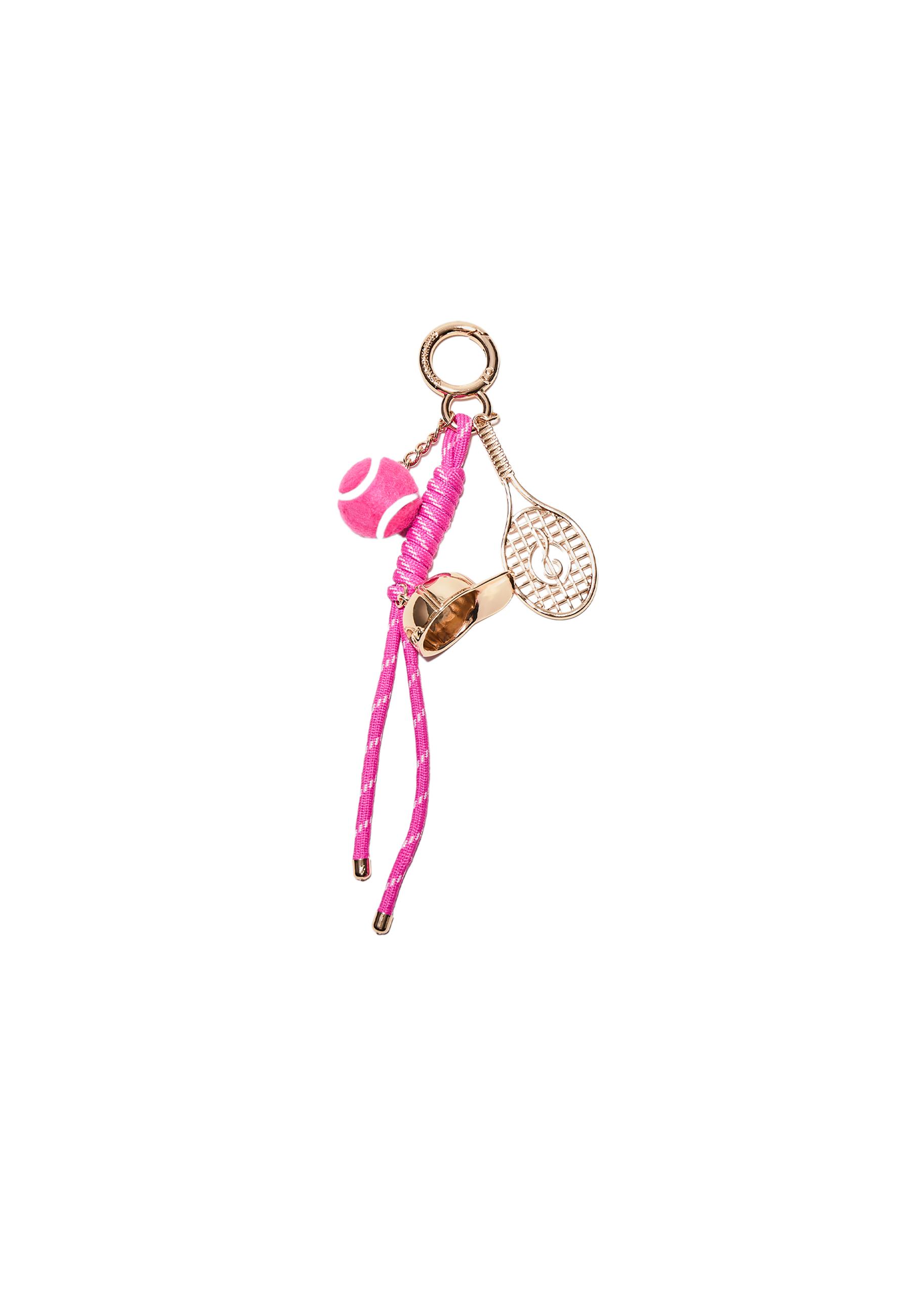Tennis charm keyring — Neon pink
