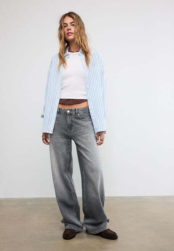 camisa fluida efecto lino