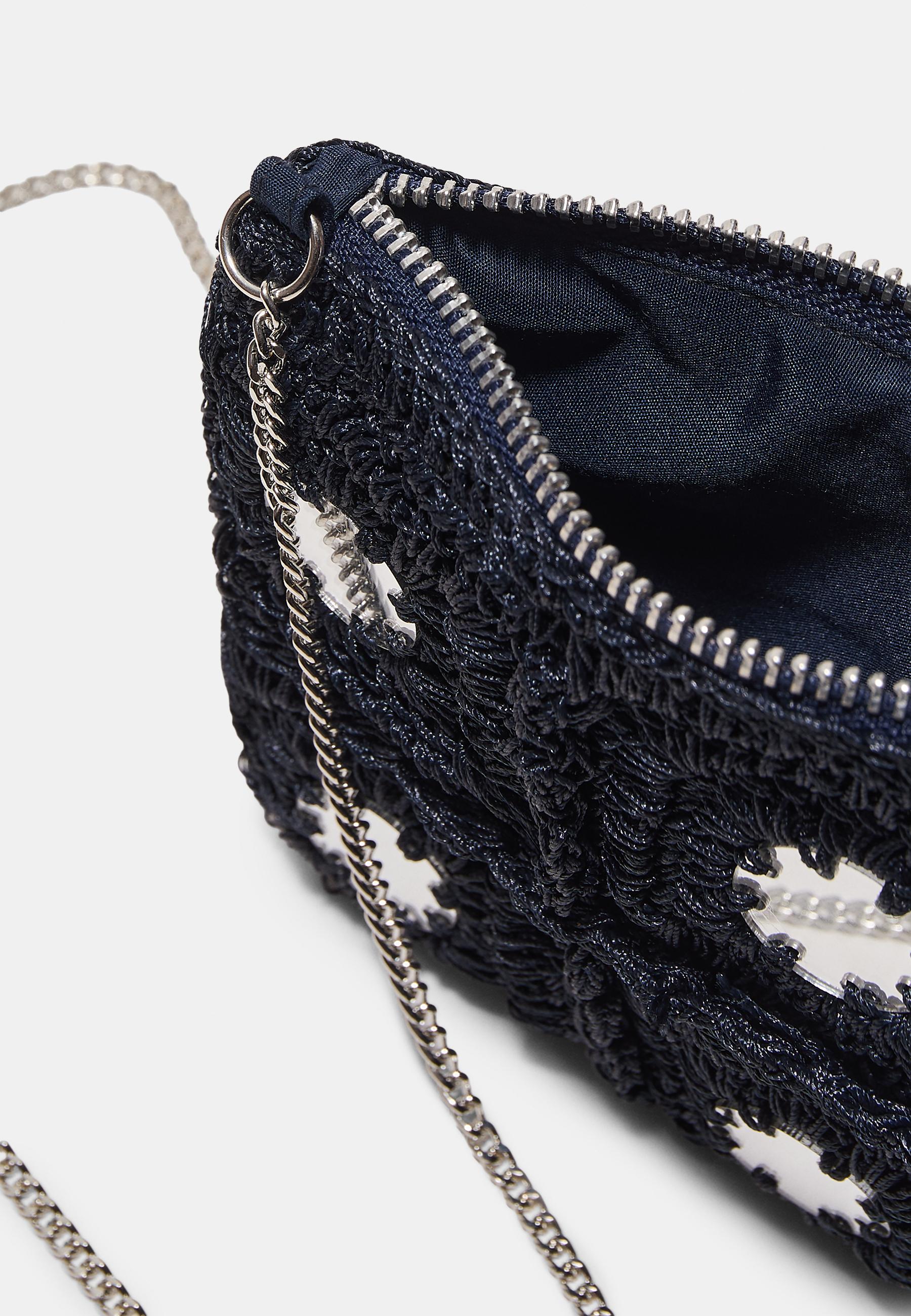 Mini mirror crochet crossbody bag — Navy blue