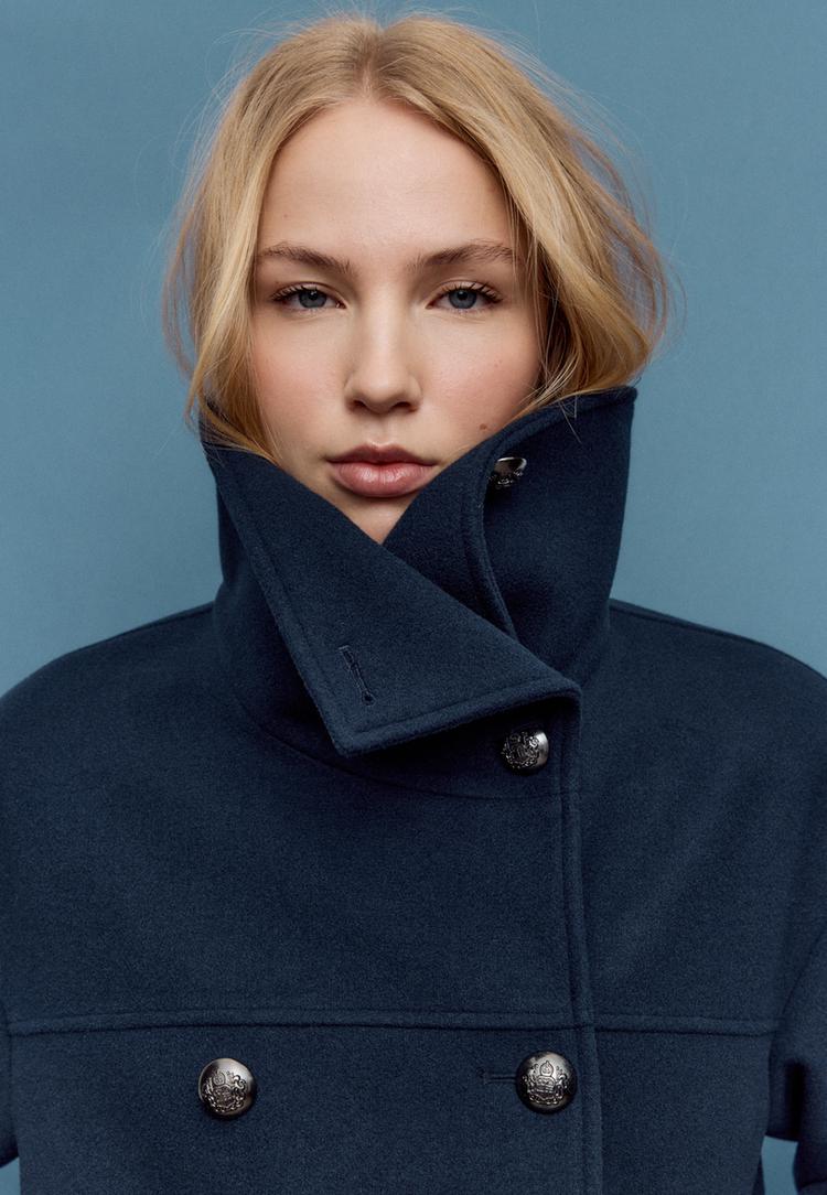 cazadora cruzada cuello alto tacto suave