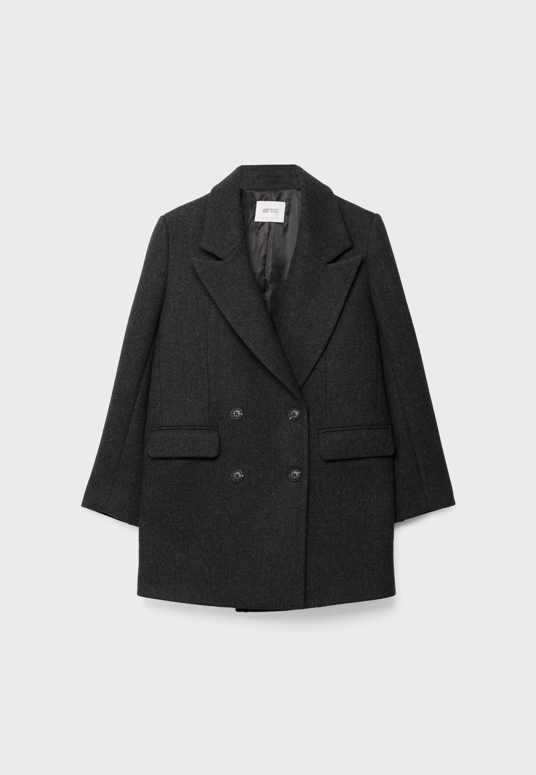 Regular fit herringbone coat — Grey