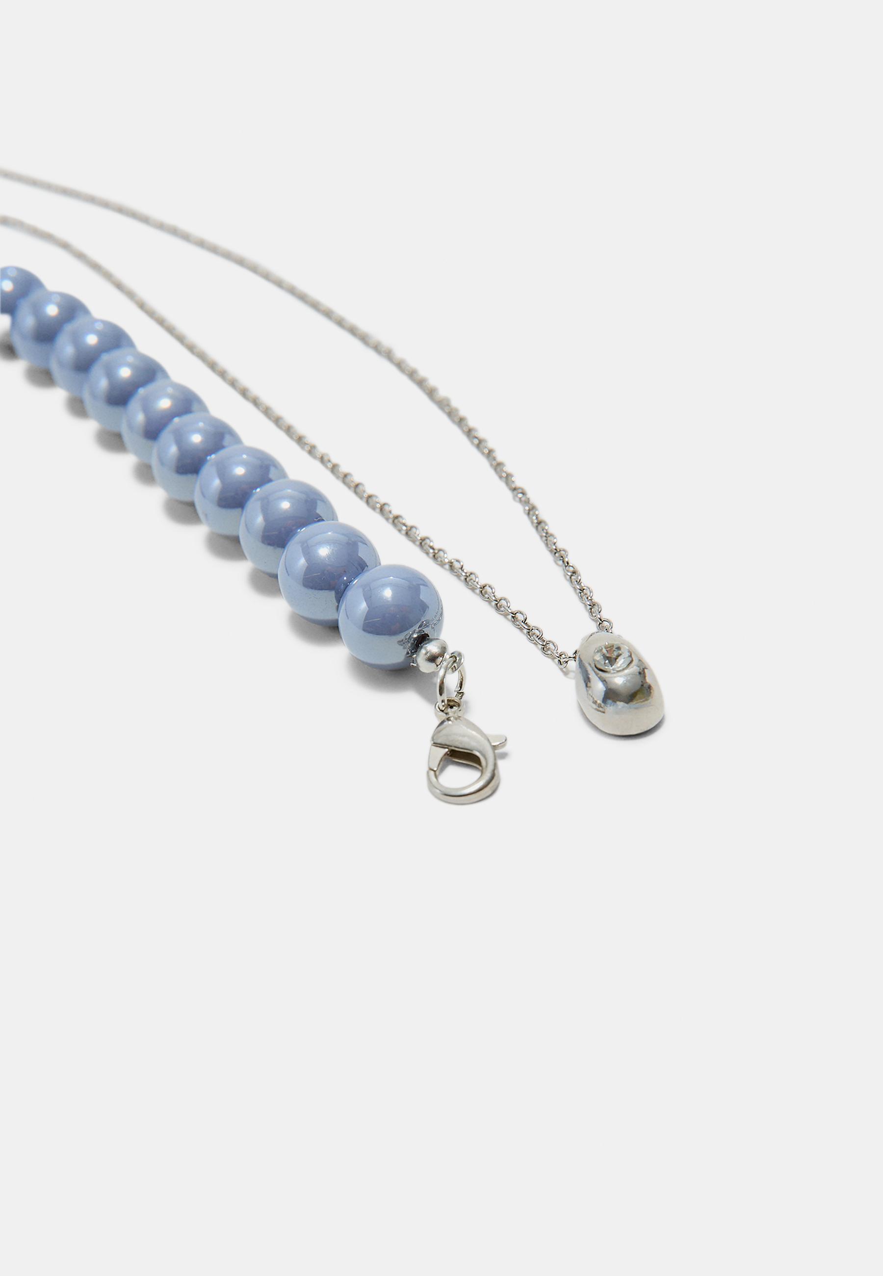 Set of 2 bead necklaces — Grey