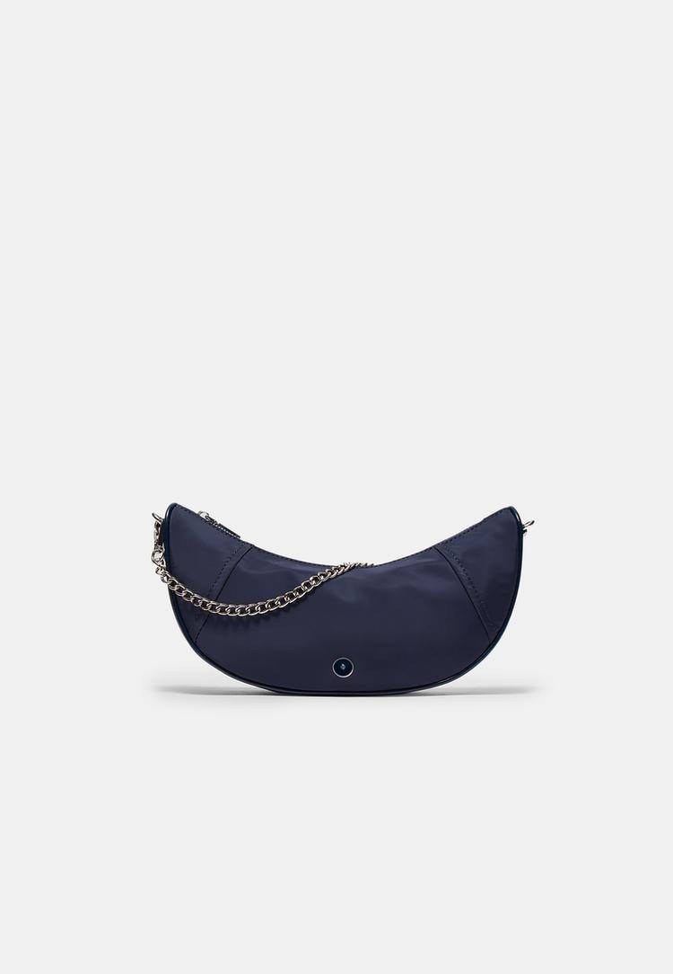 Stradivarius Τσάντα Χιαστί Φεγγάρι Νάιλον Navy Blue Os