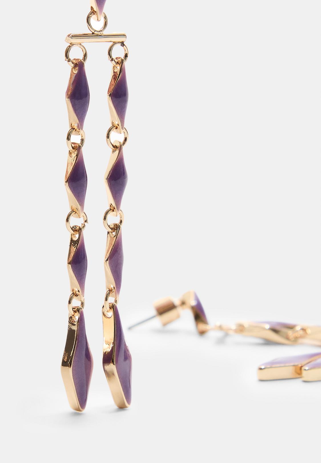 Enamelled diamond dangle earrings Women's fashion Stradivarius